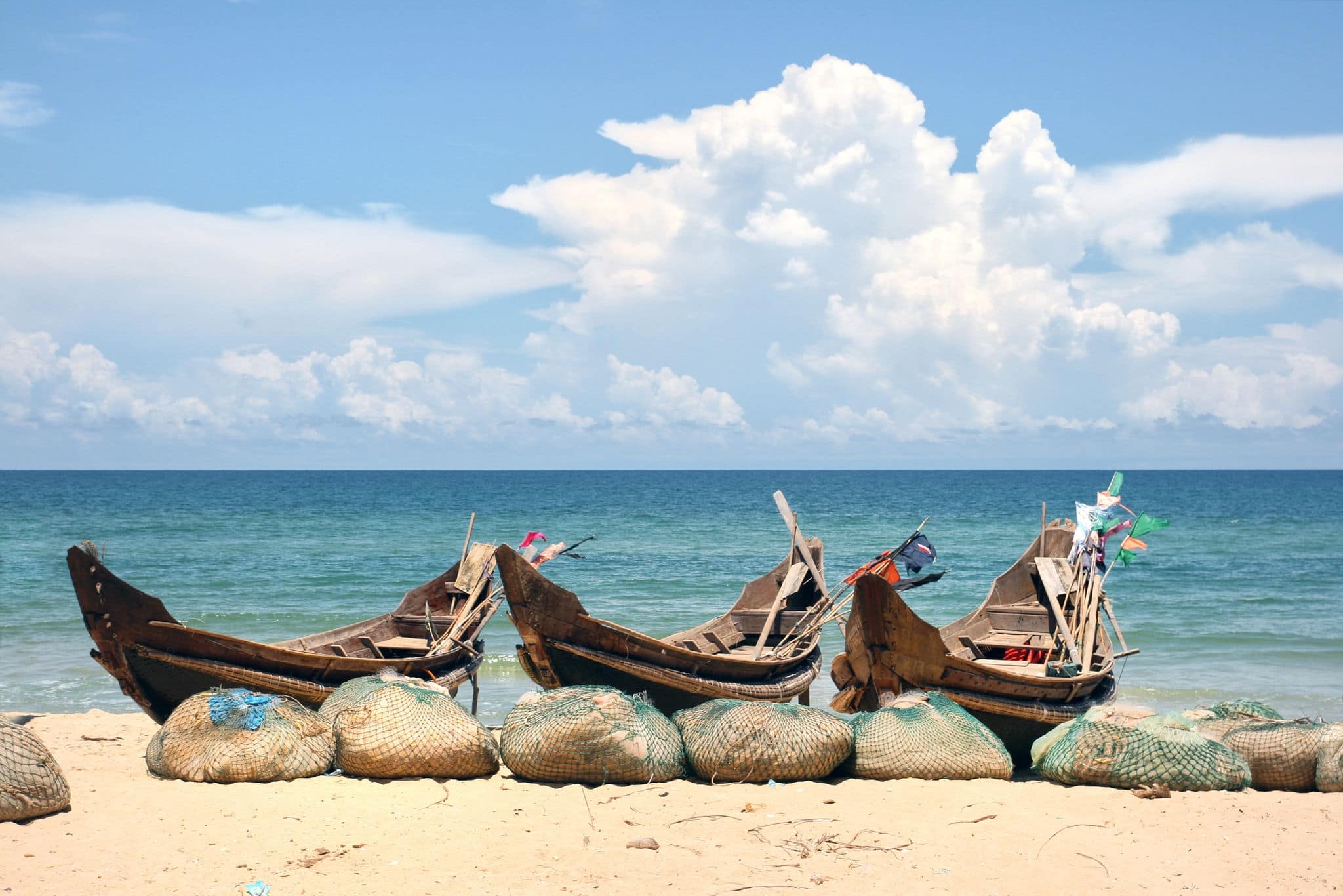 Fishing boats on the Vietnamese coast.