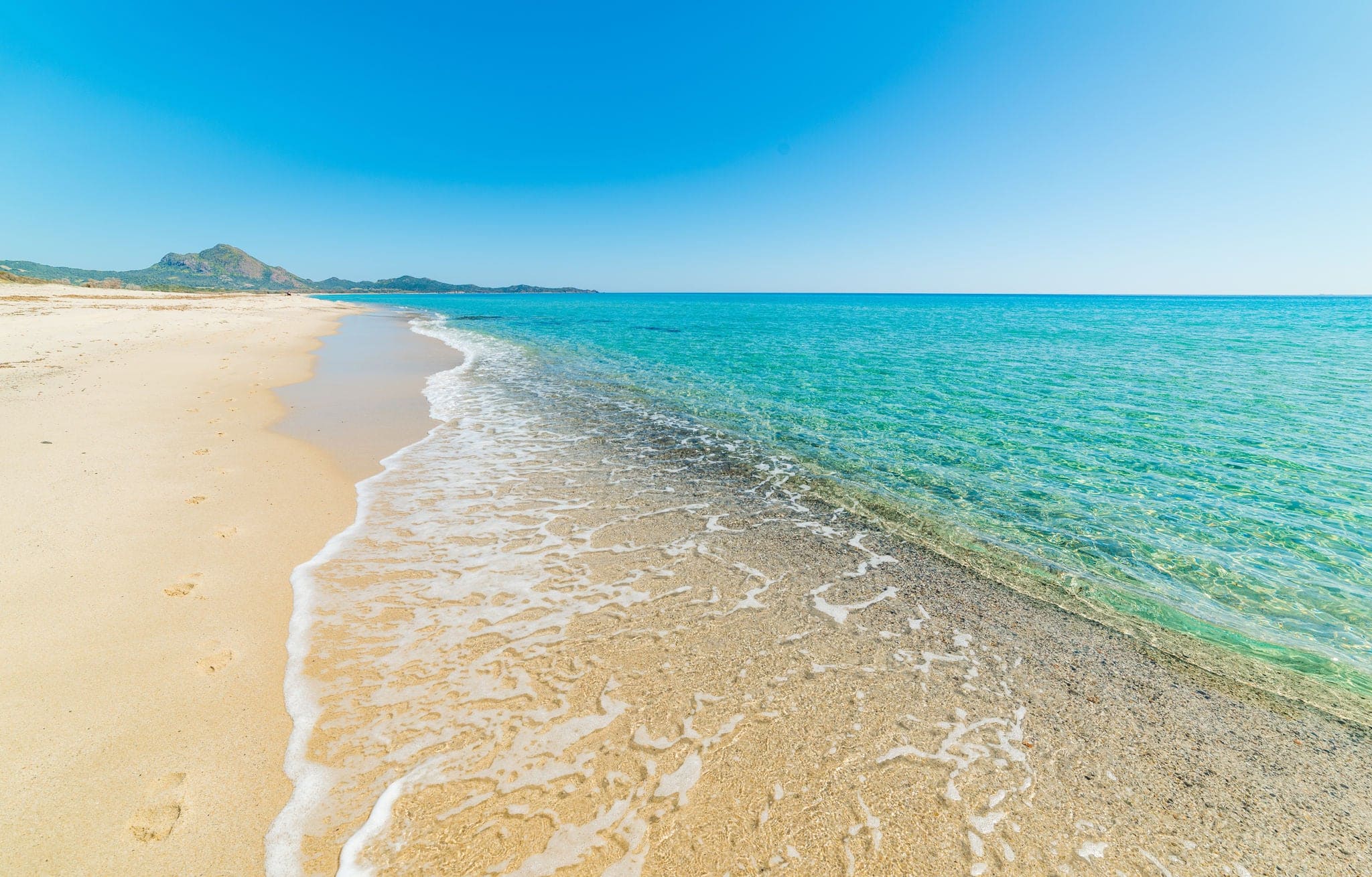 Turquoise water in Piscina Rei, Muravera. Sardinia, Italy