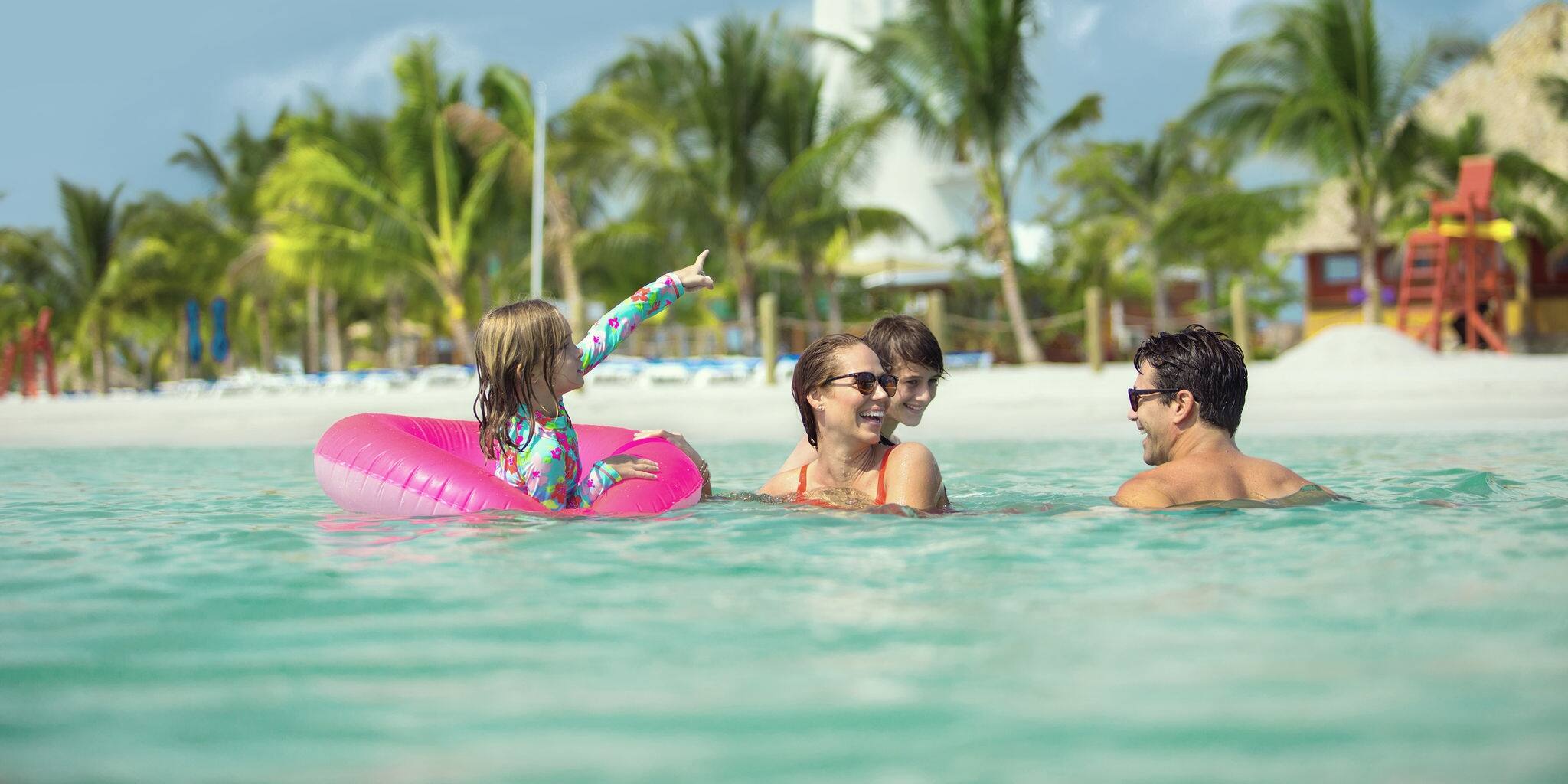 Family enjoying clear waters. 