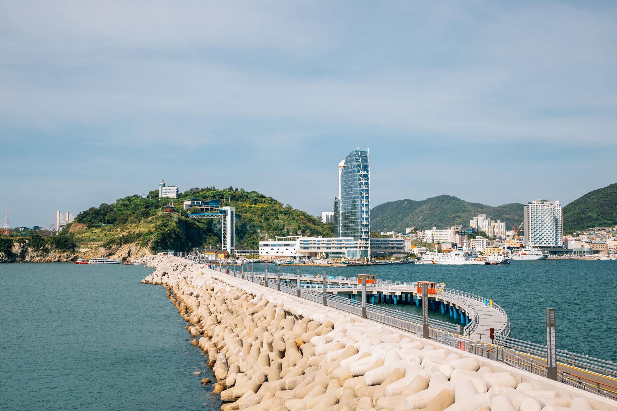 Odongdo island seaside road and Jasan Park in Yeosu, Korea