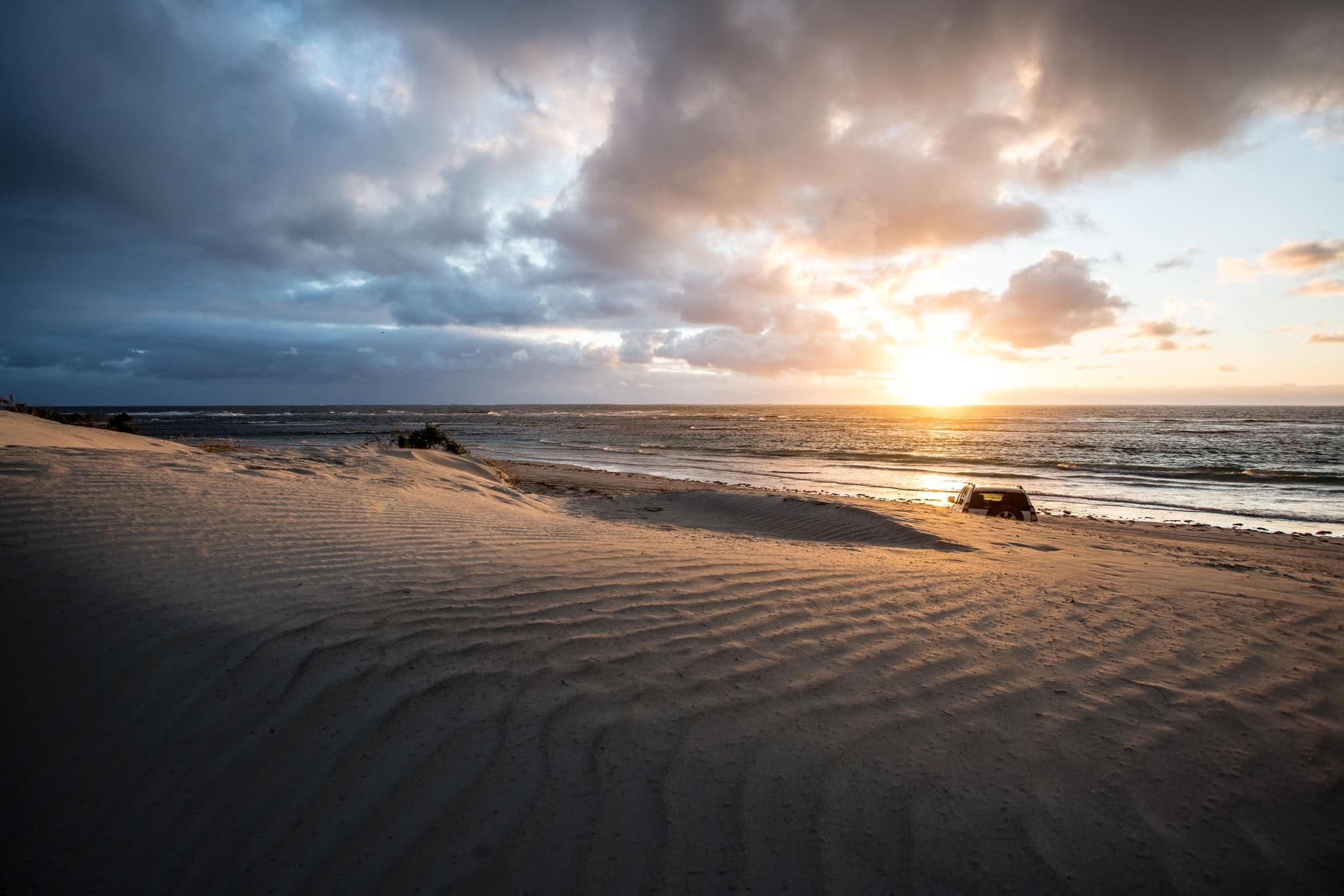 Geraldton, Western Australia. Sunset over the desert beach.