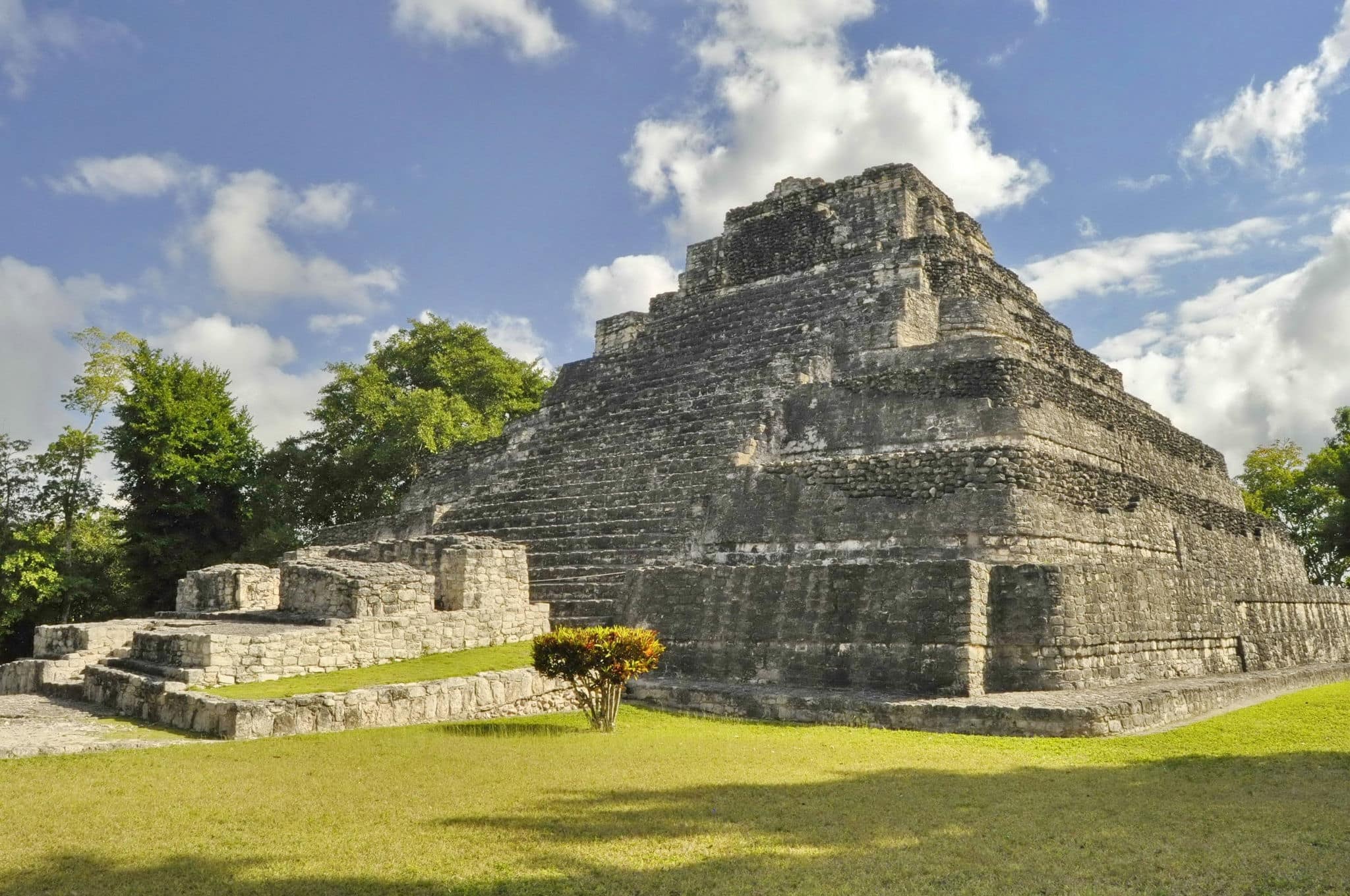 Ancient Pyramid in Chacchoben Mayan Site, Mexico