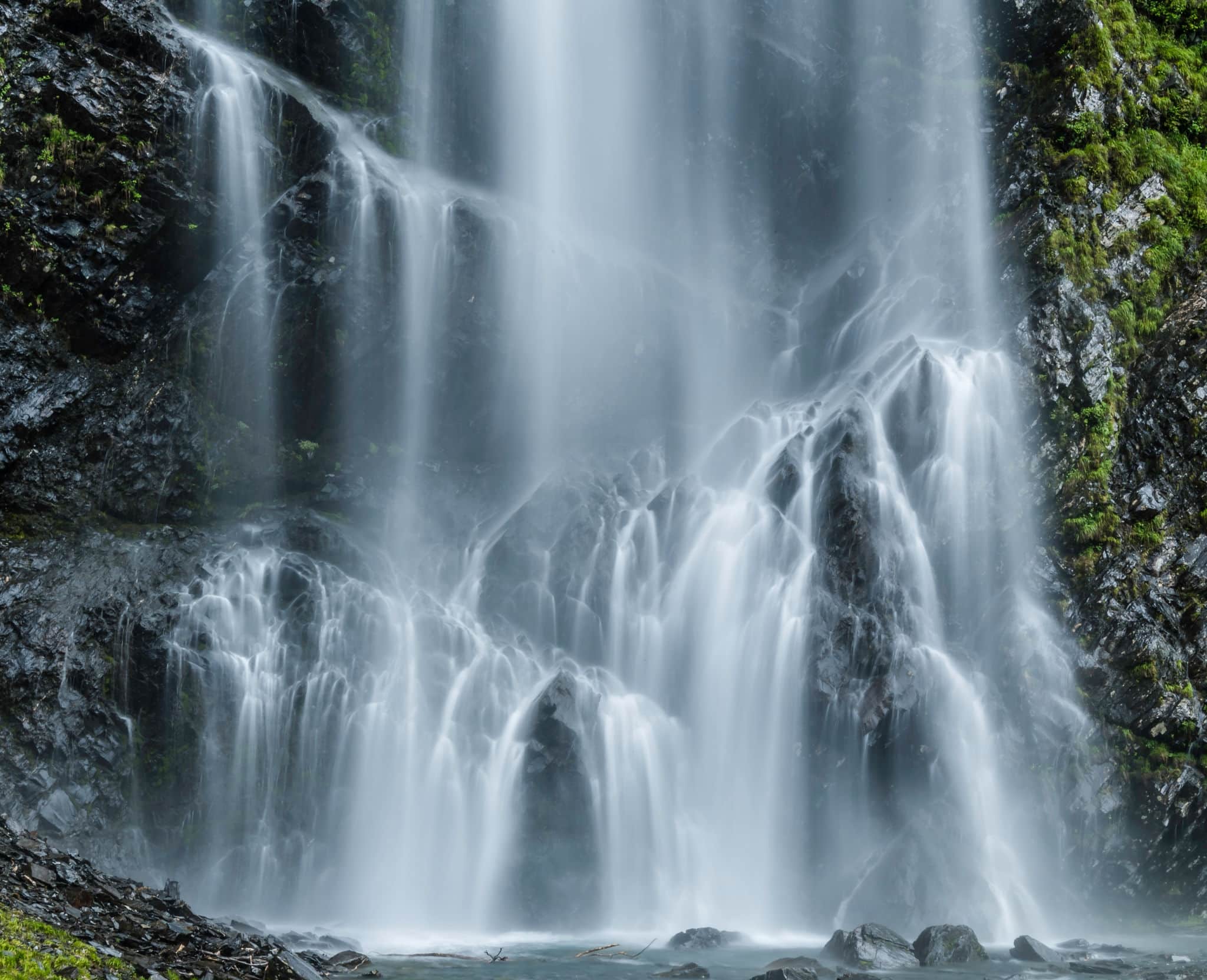 Bridal Veil Falls in Chugach Mountains near Valdez Alaska USA