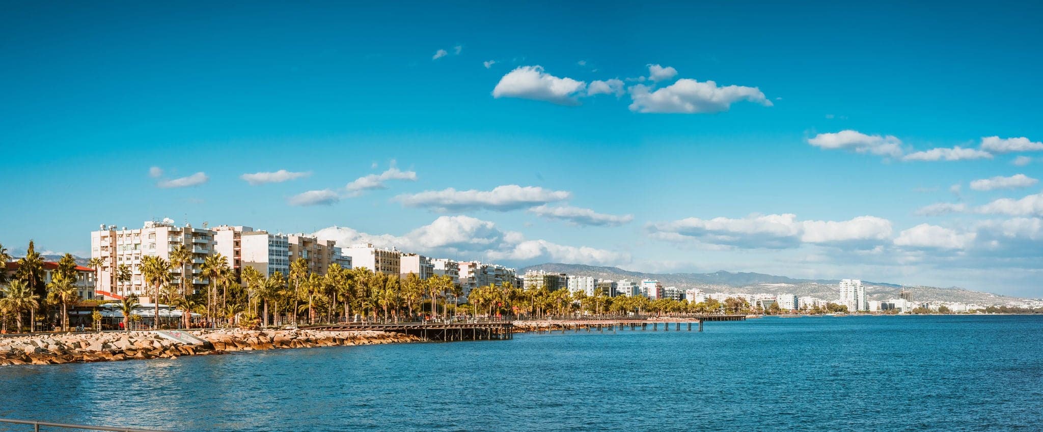Coast line of Limassol, Cyprus. Panoramic photo.
