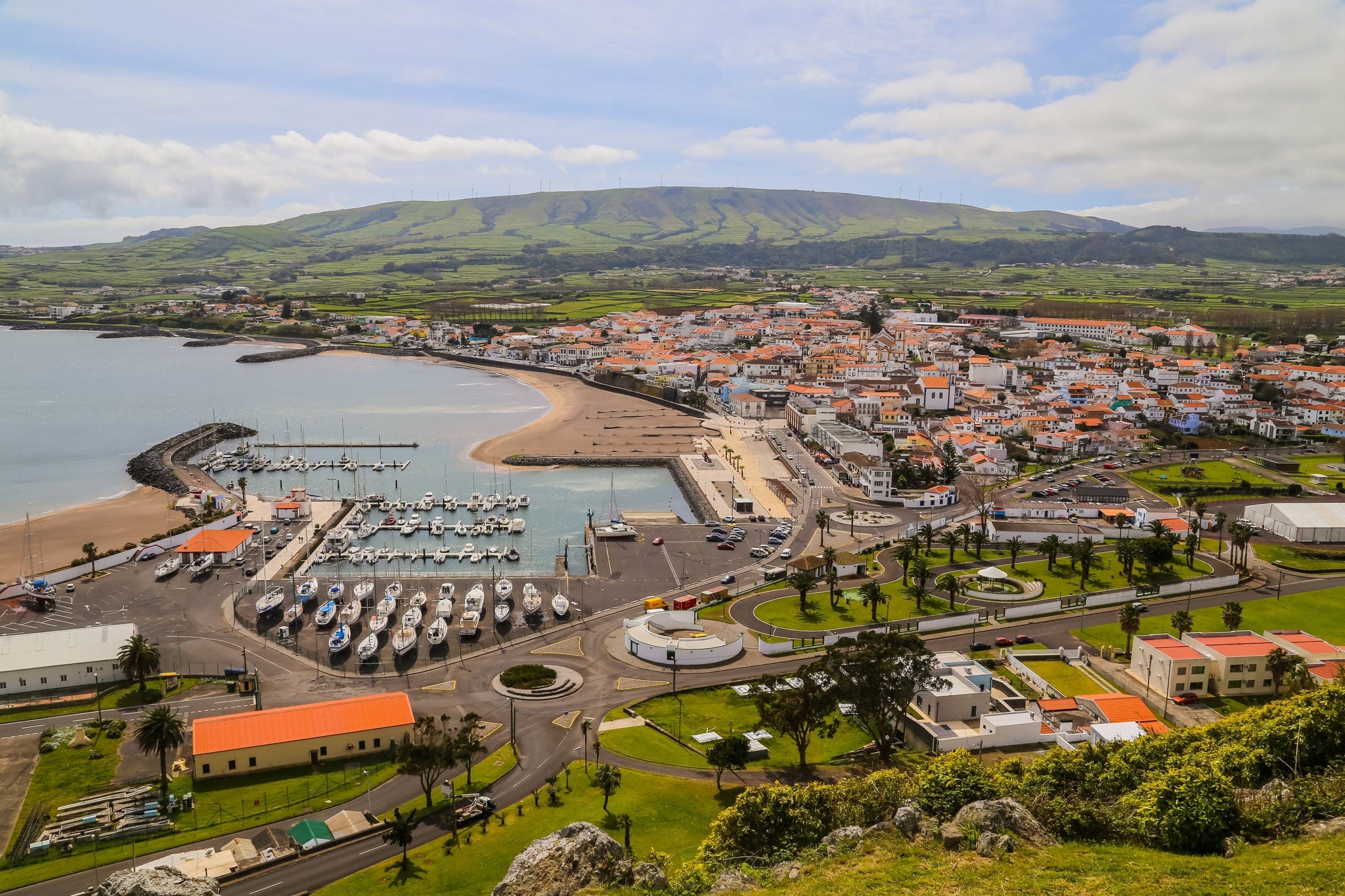 View of Praia da Vitoria, Terceira island, Azores, Portugal