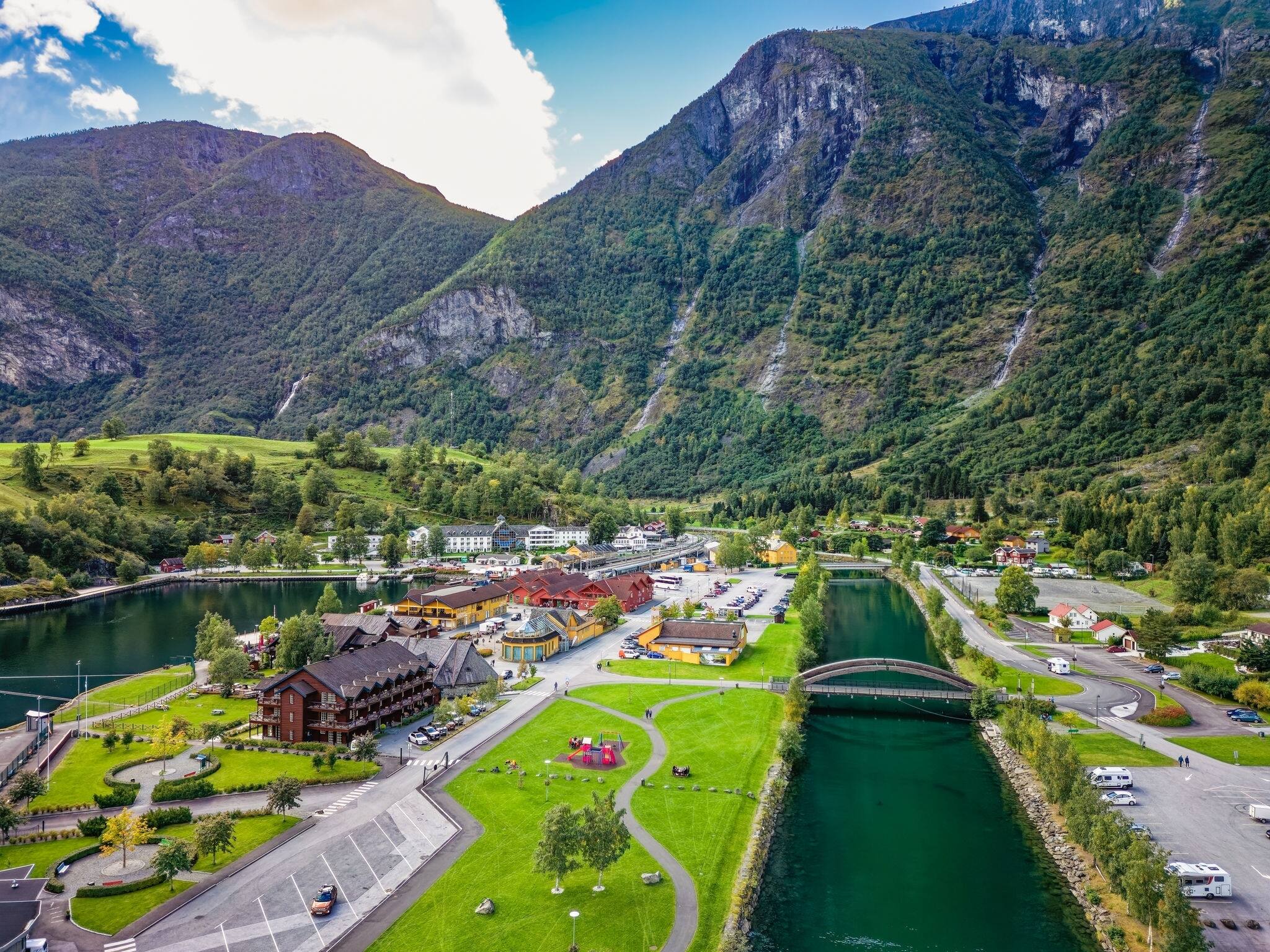 Flam is a village in the Flamsdalen valley which is located at the inner end of the Aurlandsfjorden, a branch of Sognefjorden. Norway.