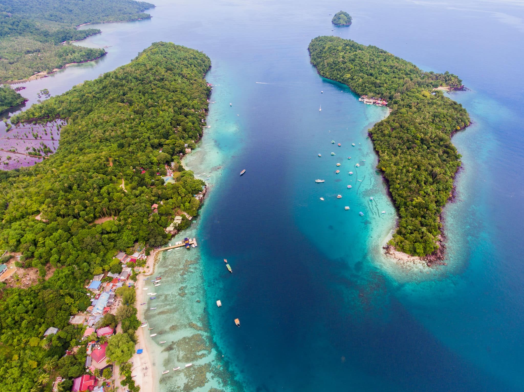 Aerial view of the sabang coast, Aceh Indonesia
