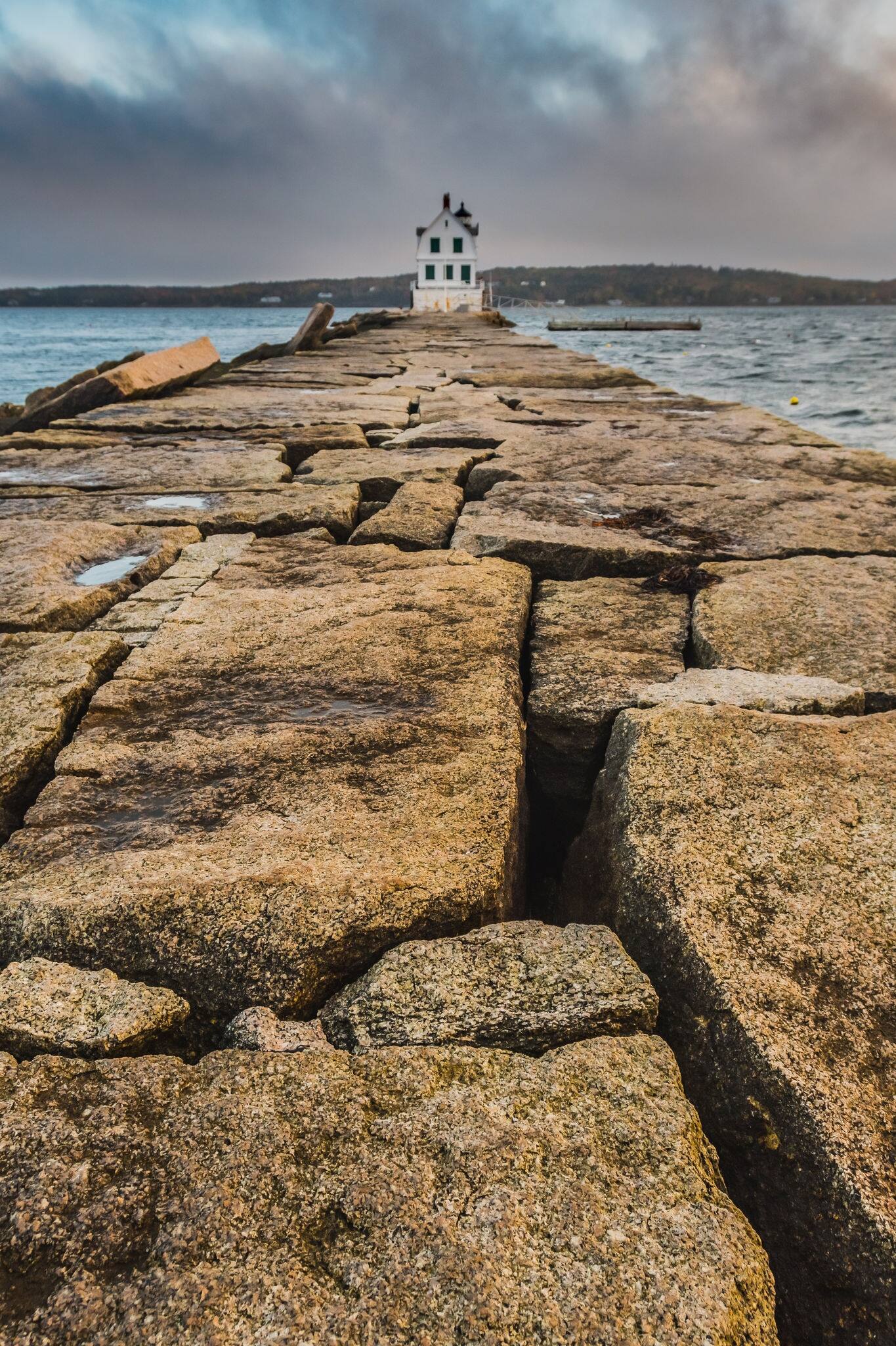 The Breakwater at Rockland Harbor along the coast of Maine