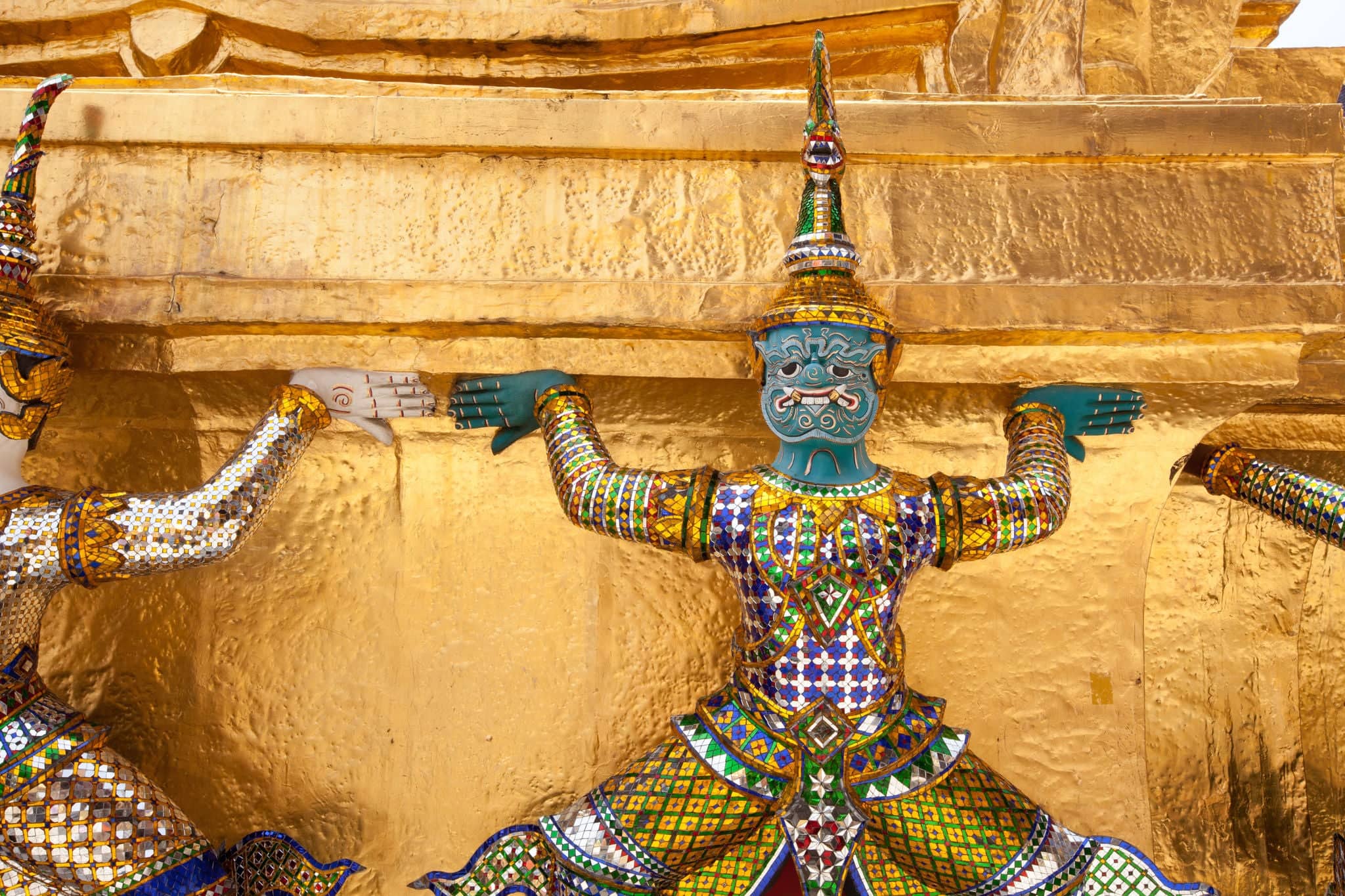 Closed up giant in the temple Wat Phra Kheaw of Thailand