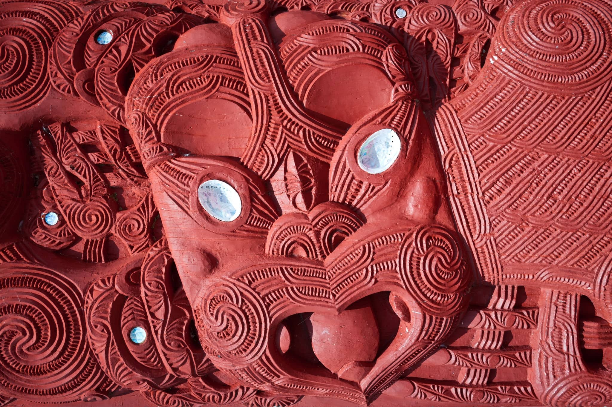 This image shows a Maori carving - Rotorua, New Zealand