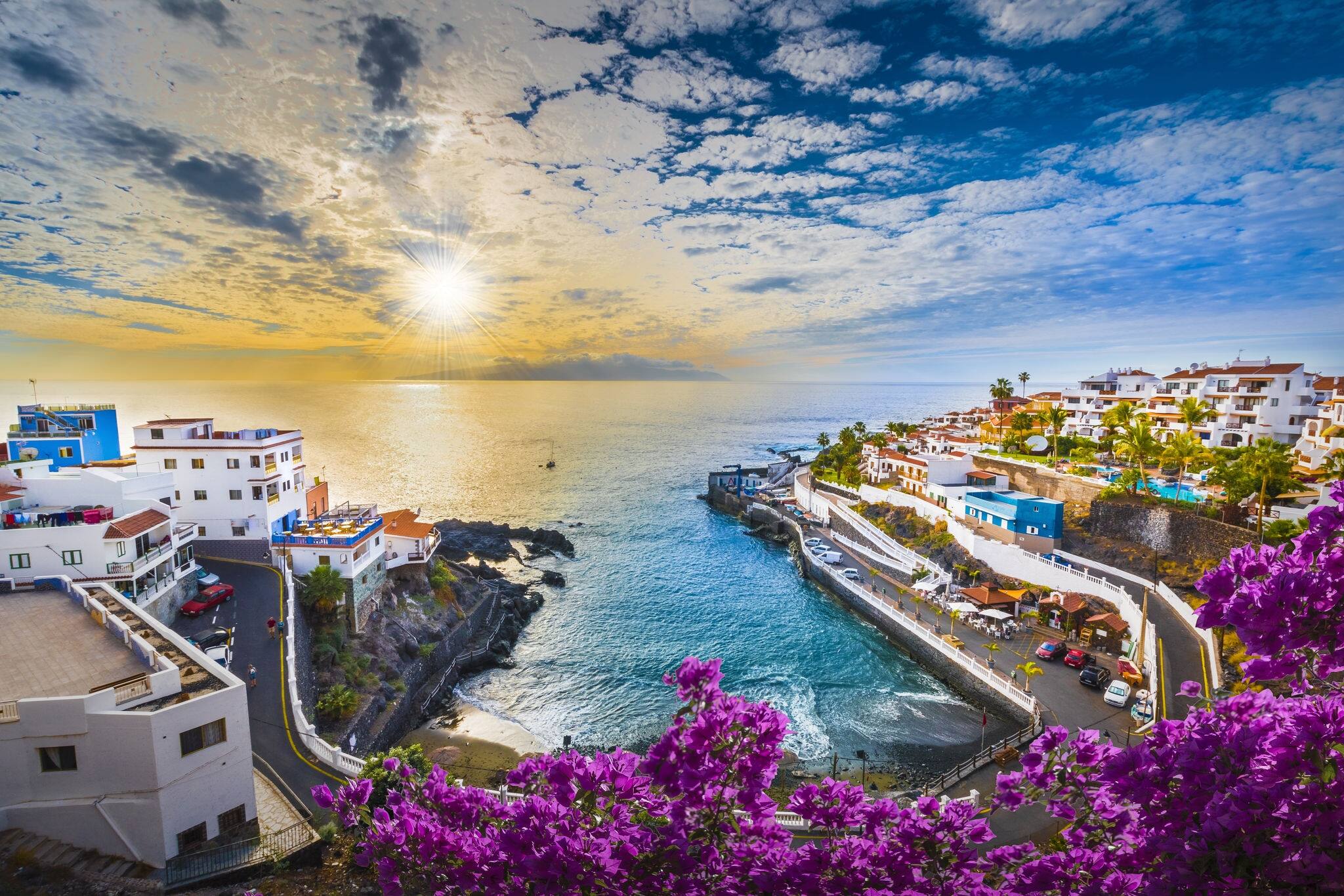 Sunrise in Puerto de Santiago city,  Tenerife, Canary island, Spain