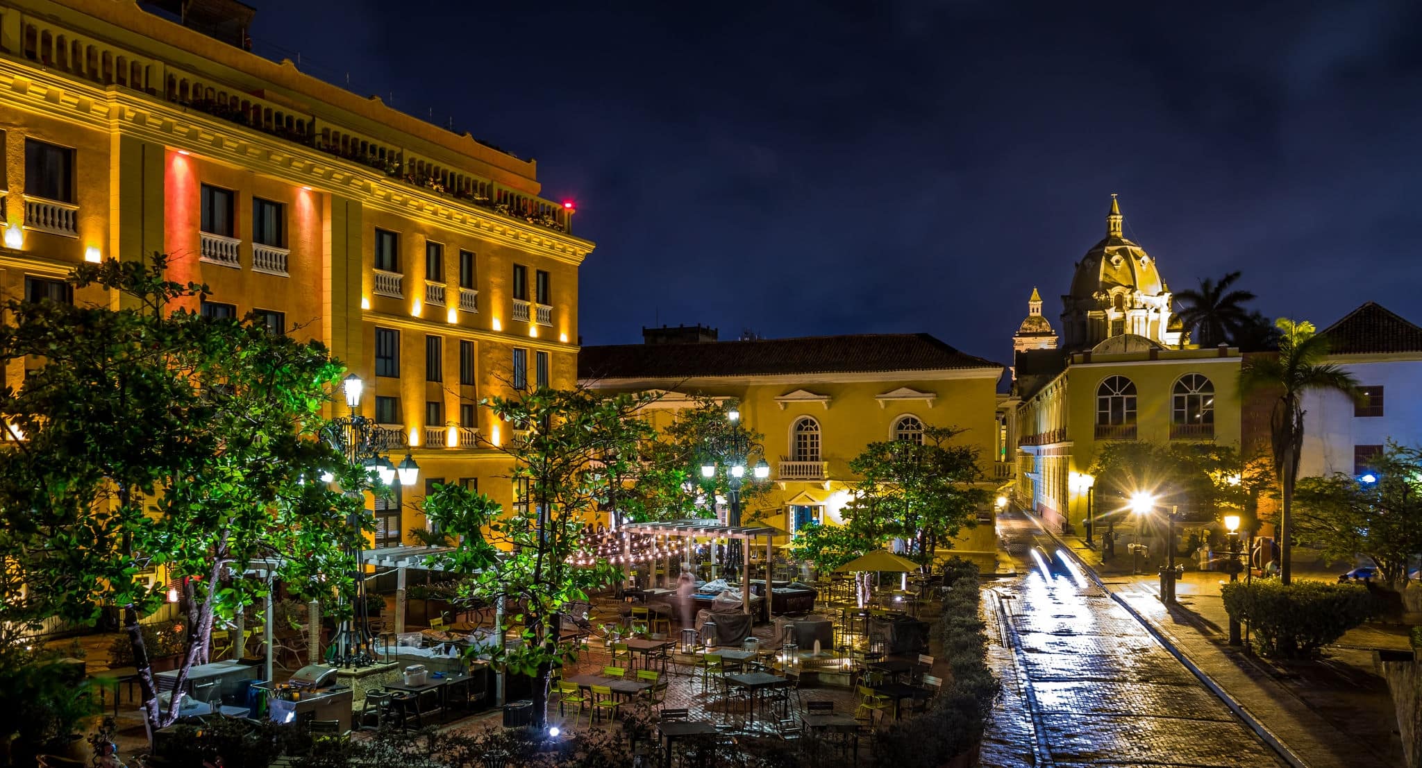 Old Walled City of Cartagena at night