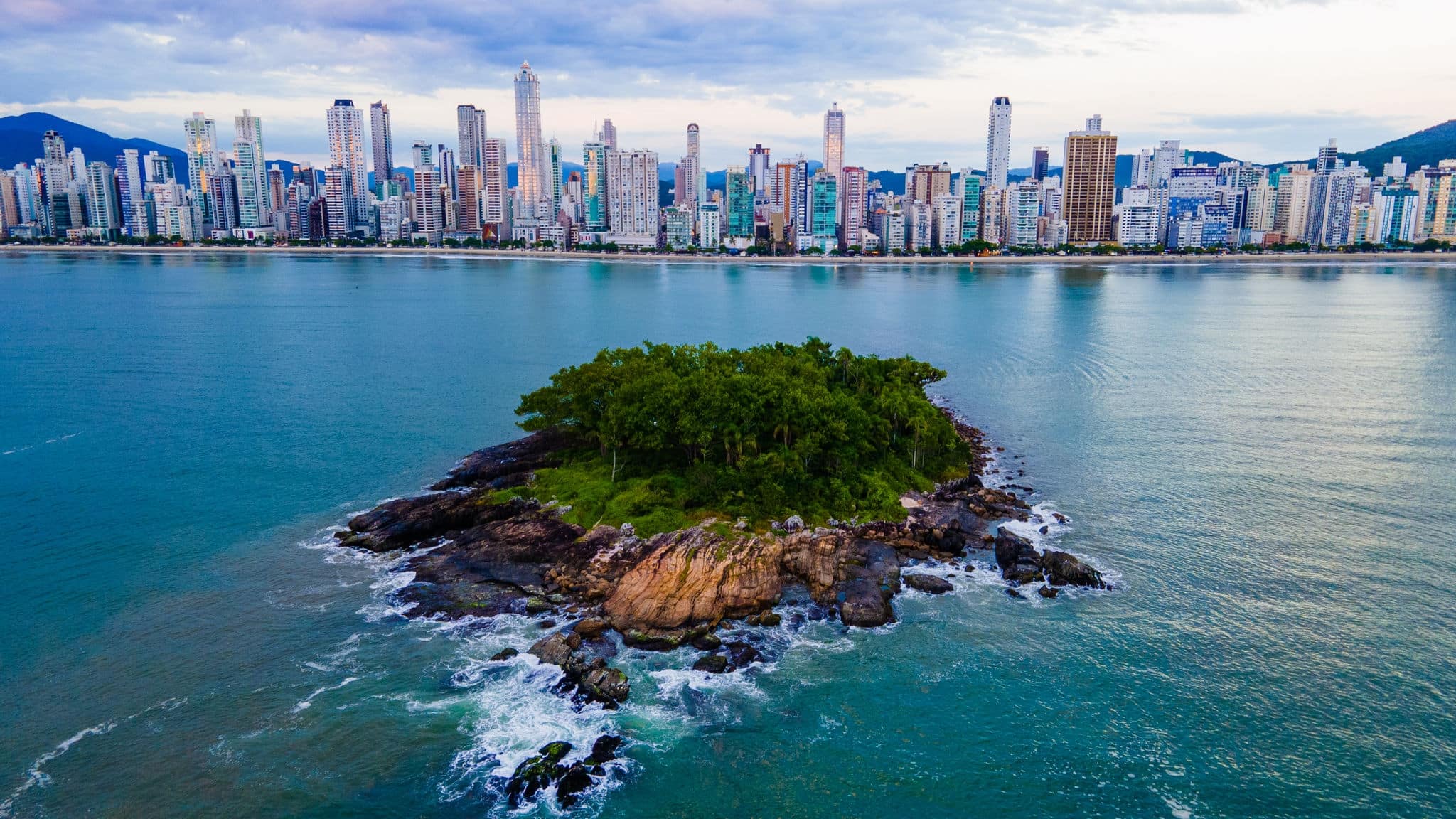 Beach of Balneario Camboriu Blue Sea at Santa Catarina Sunshine