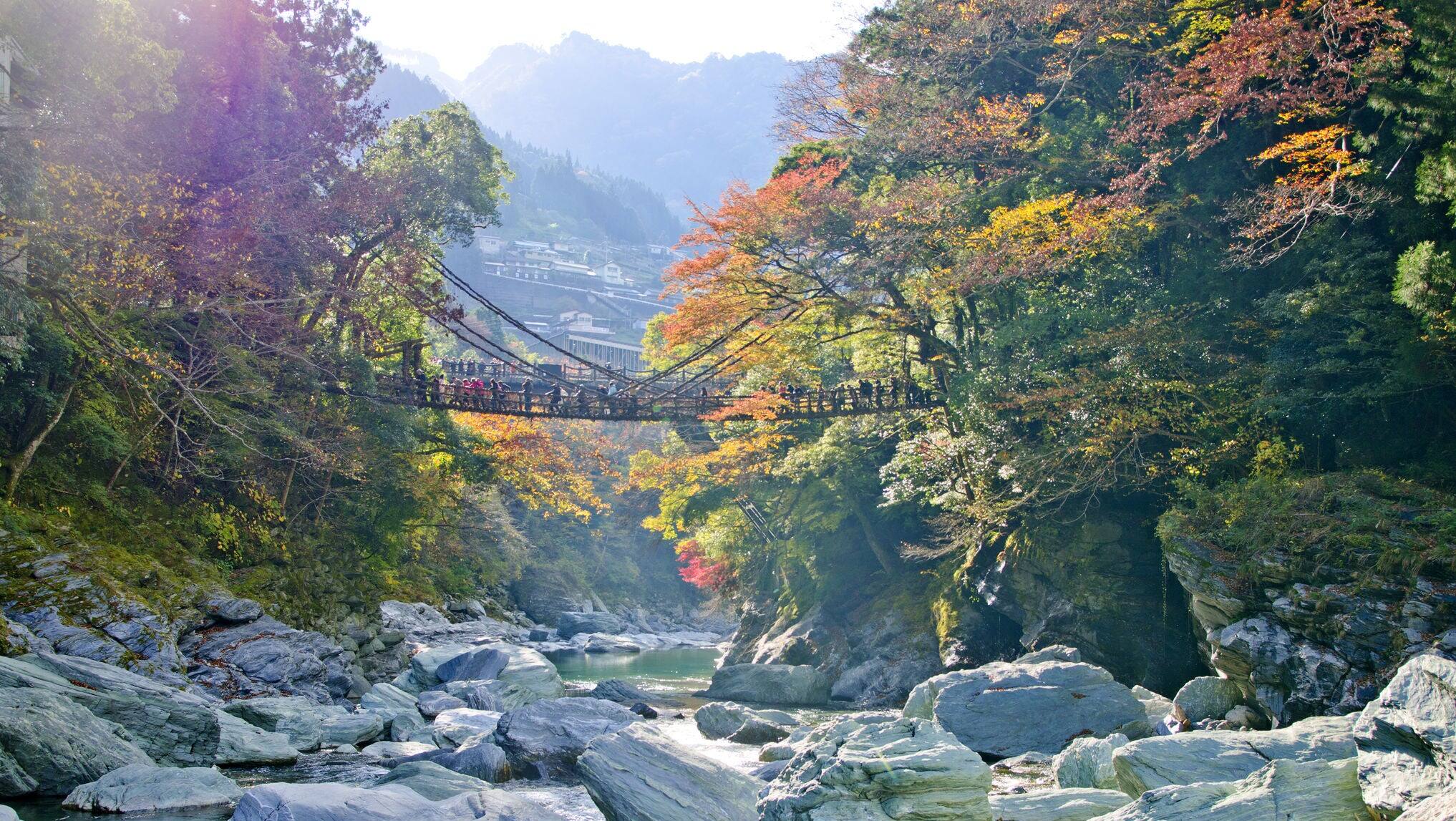 The Iya valley and Kazurabashi bridge, Tokushima, Shikoku, Japan
