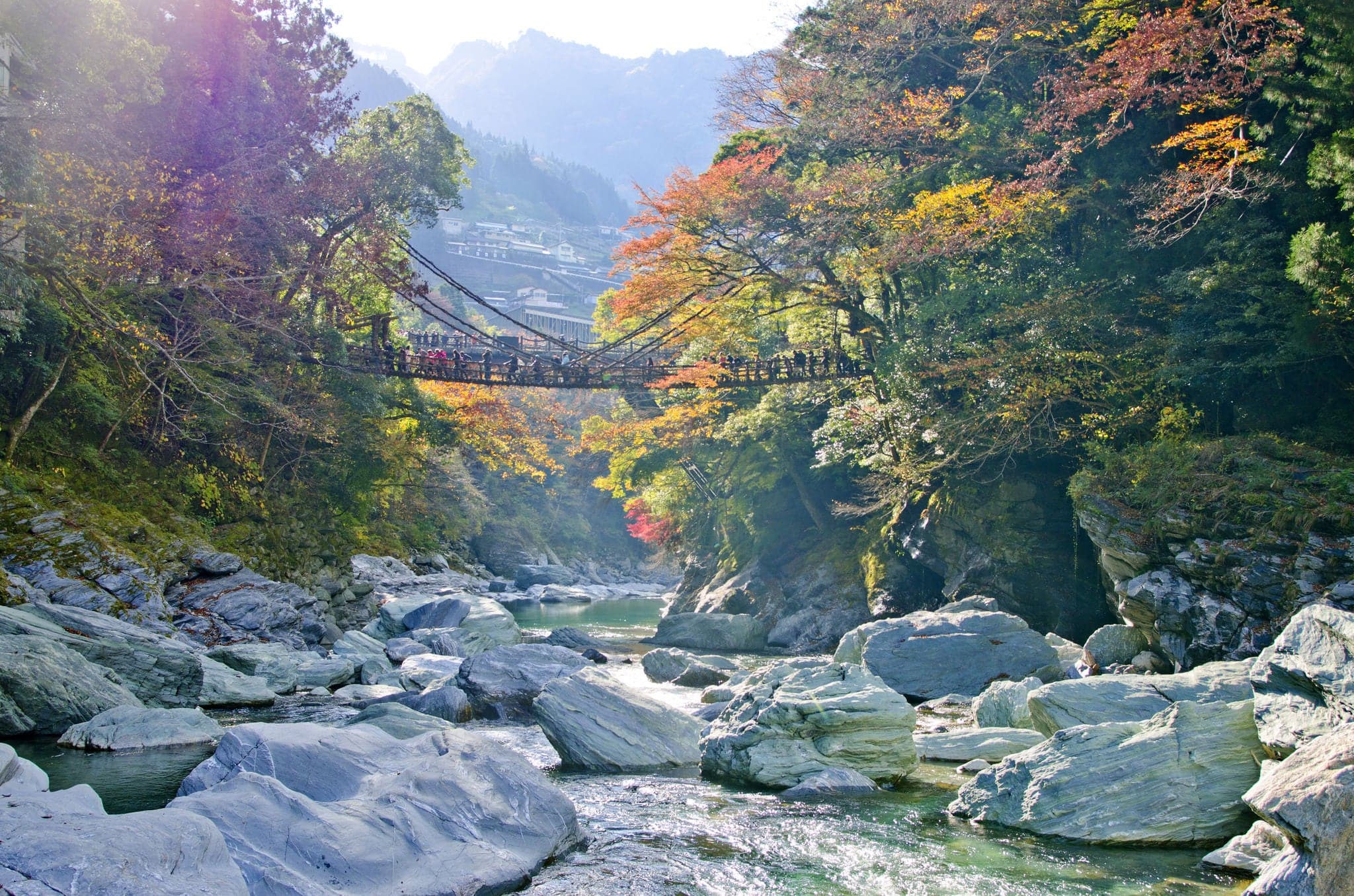 The Iya valley and Kazurabashi bridge, Tokushima, Shikoku, Japan