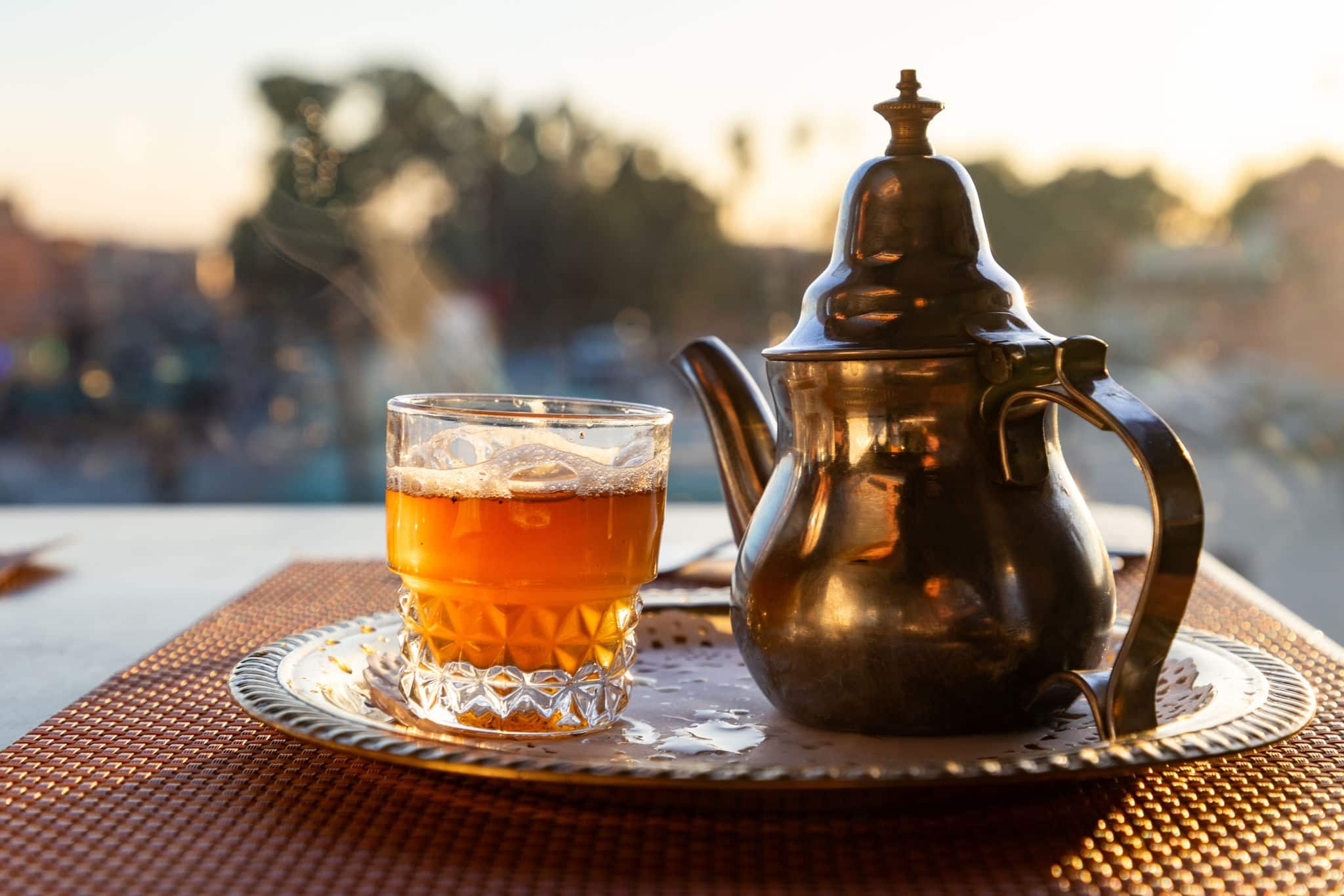 traditional mint tea in Morocco served in teapot