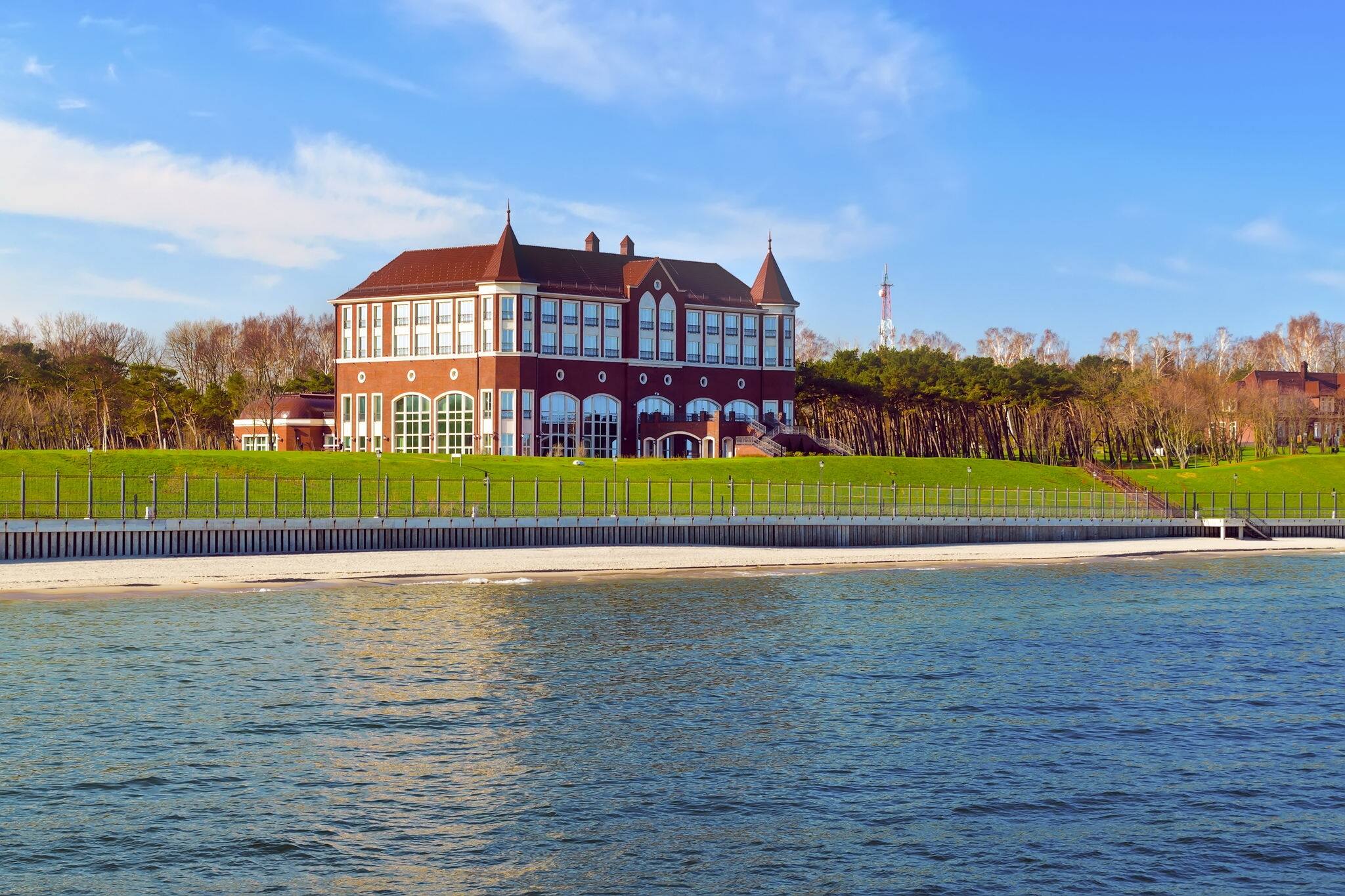 State residence of the Russian Federation, view from the side of the sea. The town of Pionersky, Kaliningrad region, Russia
