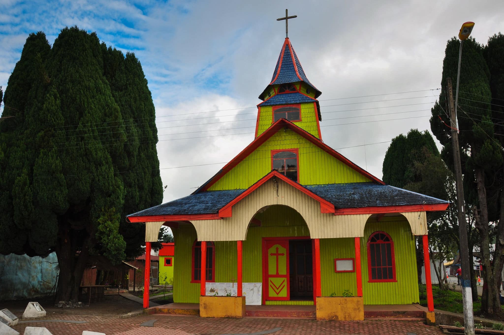 Gorgeous Colored and Wooden Churches, Chiloe Island, Chile.