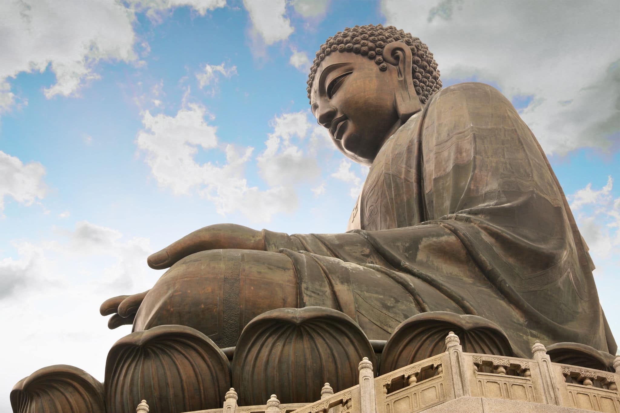 Giant Buddha sitting on lotusl. Hong Kong
