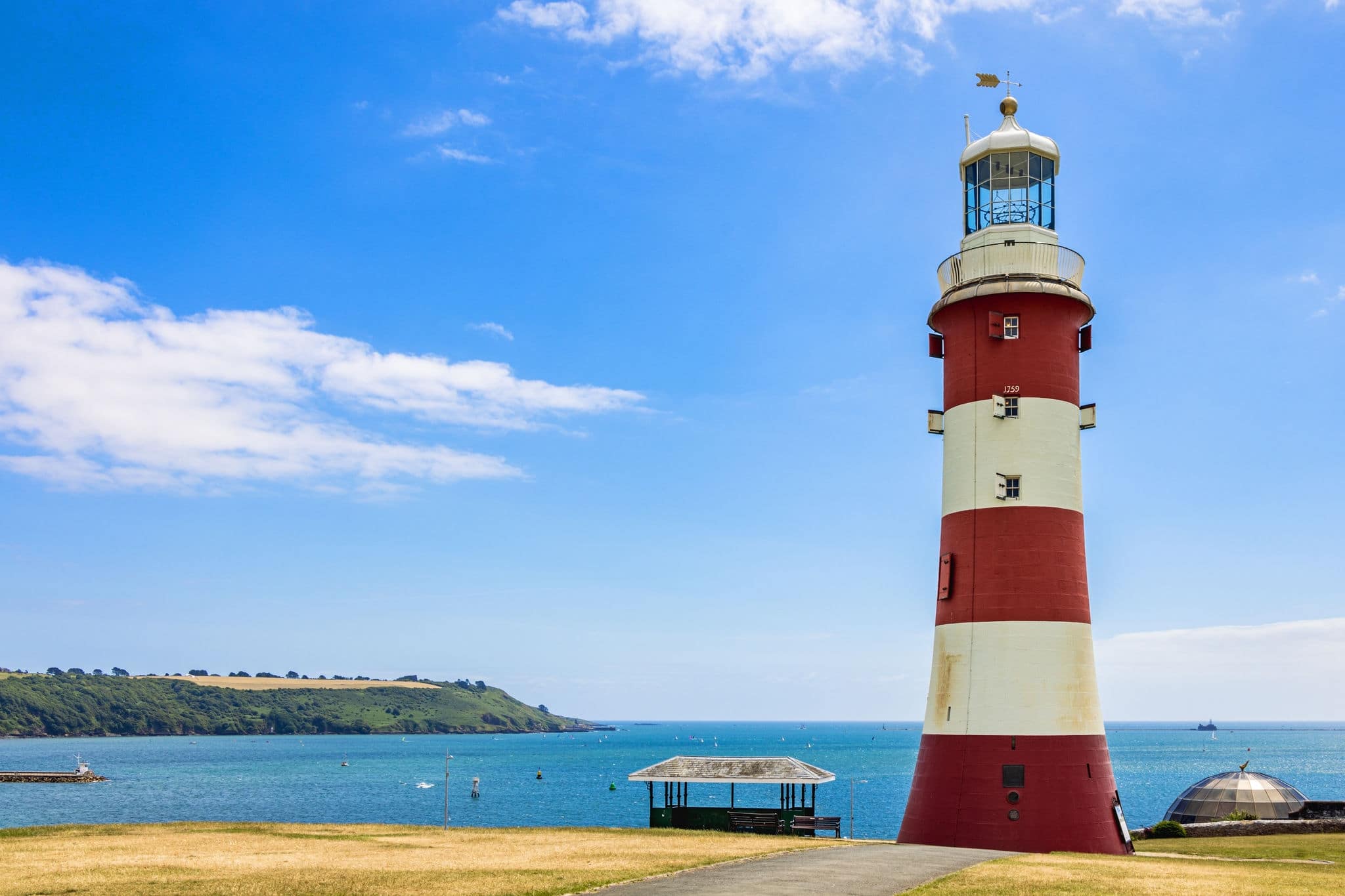 Smeaton´s Tower Lighthouse on the Hoe at Plymouth, Devon, Uk