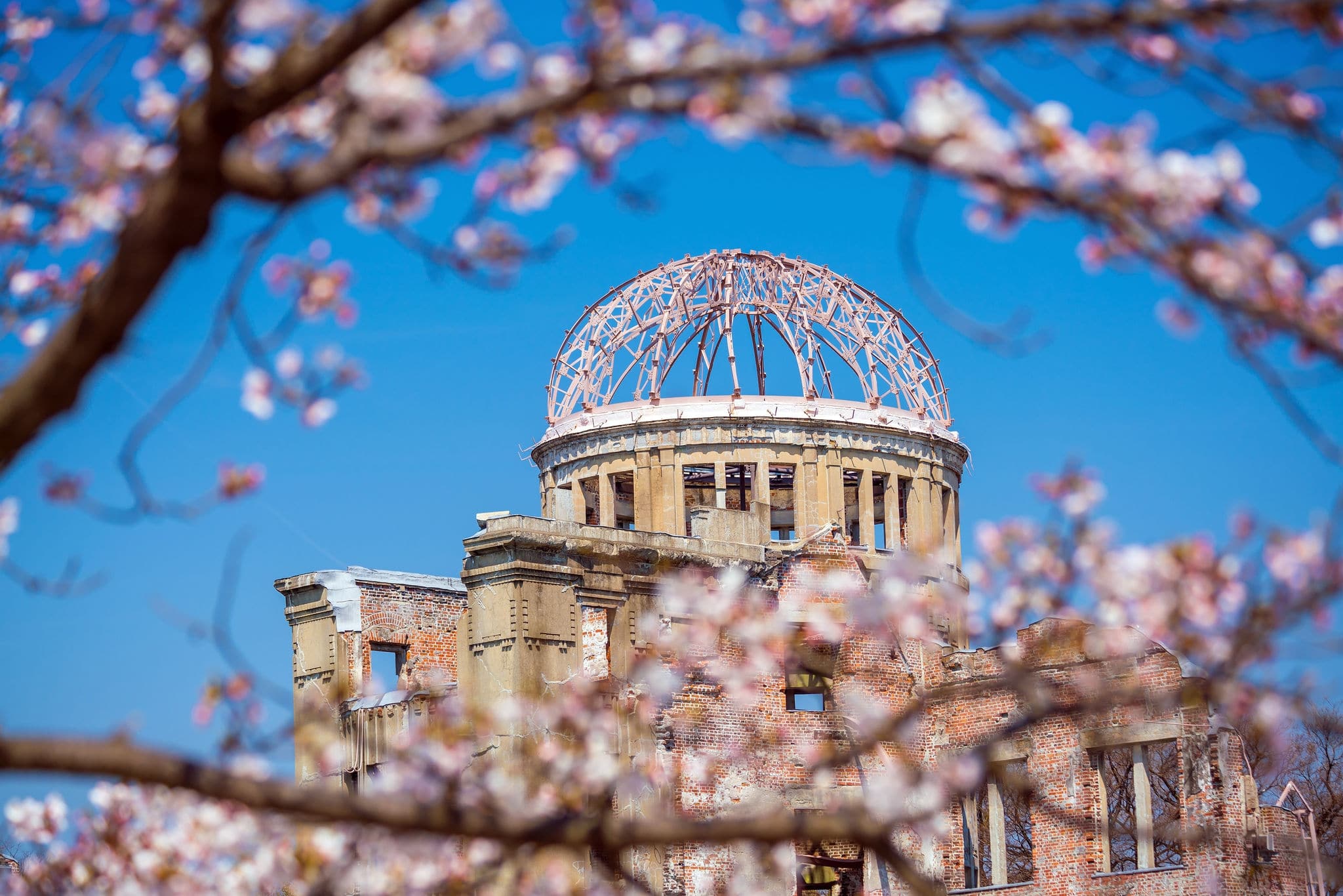 View of the atomic bomb dome in Hiroshima Japan. UNESCO World Heritage Site