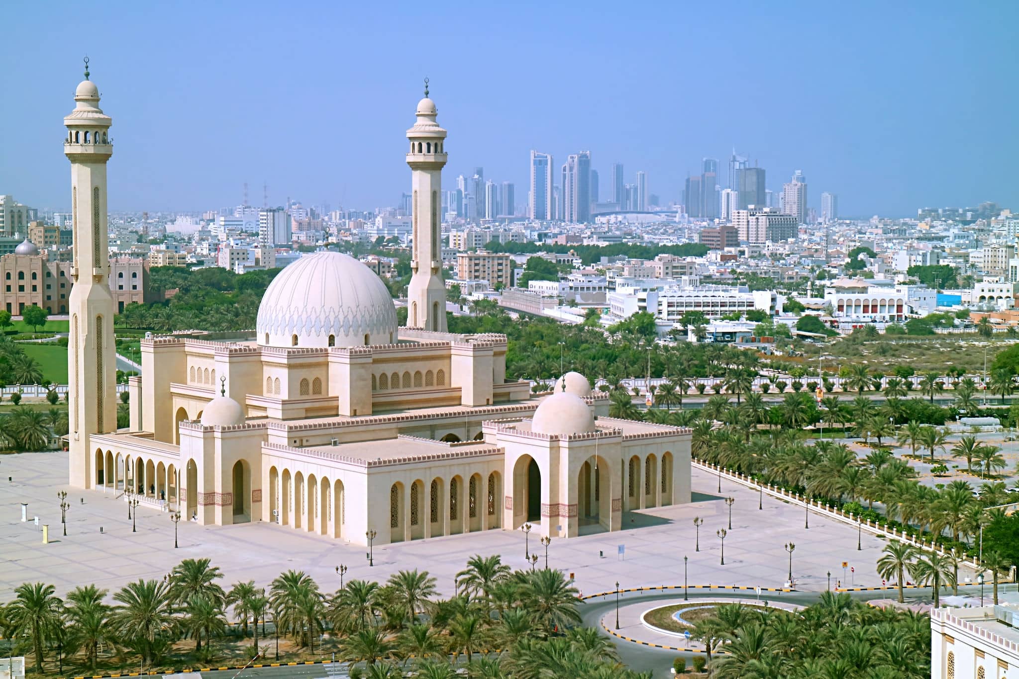 Stunning Aerial View of the Al Fateh Grand Mosque of Manama