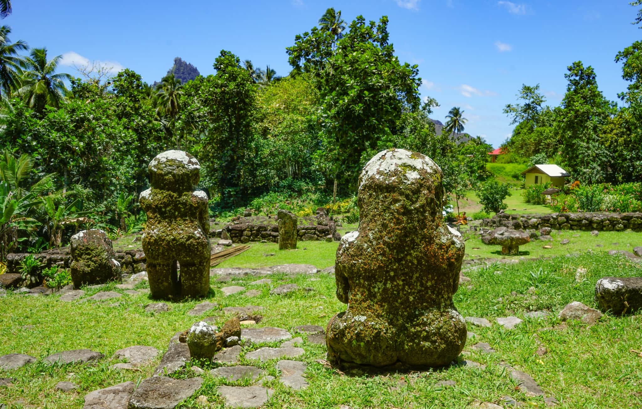French Polynesia, Marquesas, Hiva Oa Island. Typical Tiki Statues.