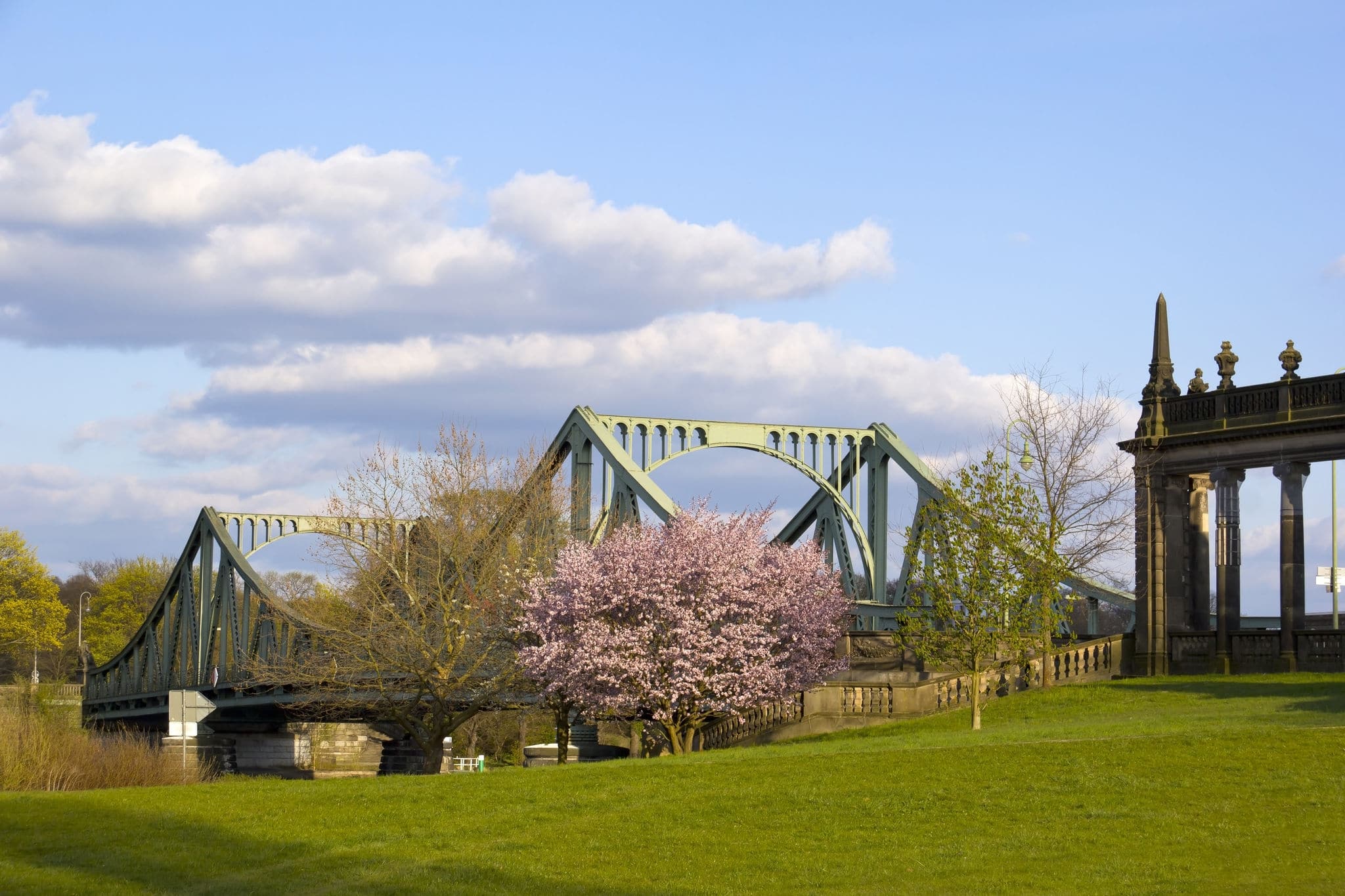 View to the famous Glienicke Bridge, Potsdam, in springtime, named also Bridge of Spies.