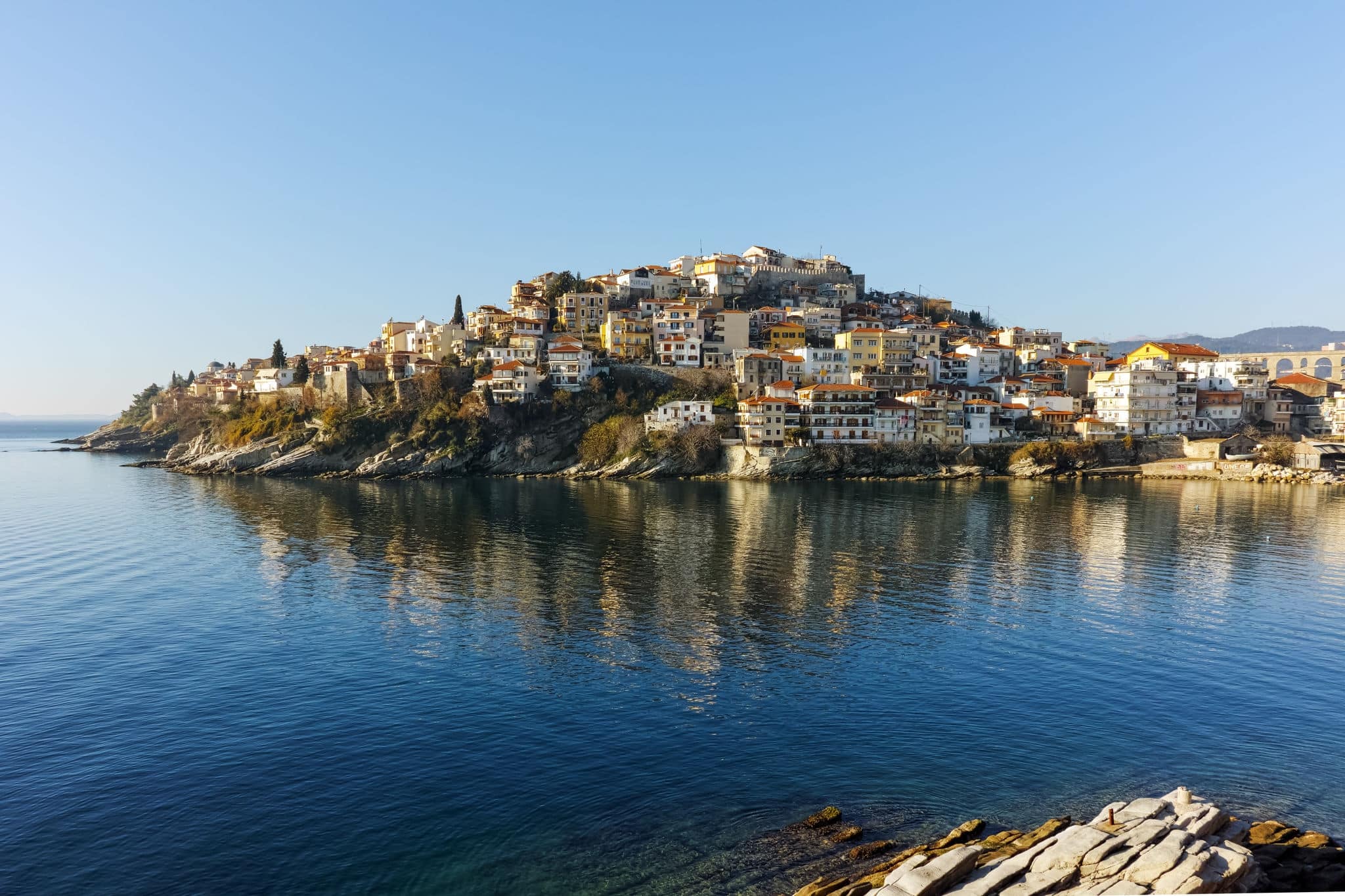 Amazing Panorama of Old town of Kavala, East Macedonia and Thrace, Greece