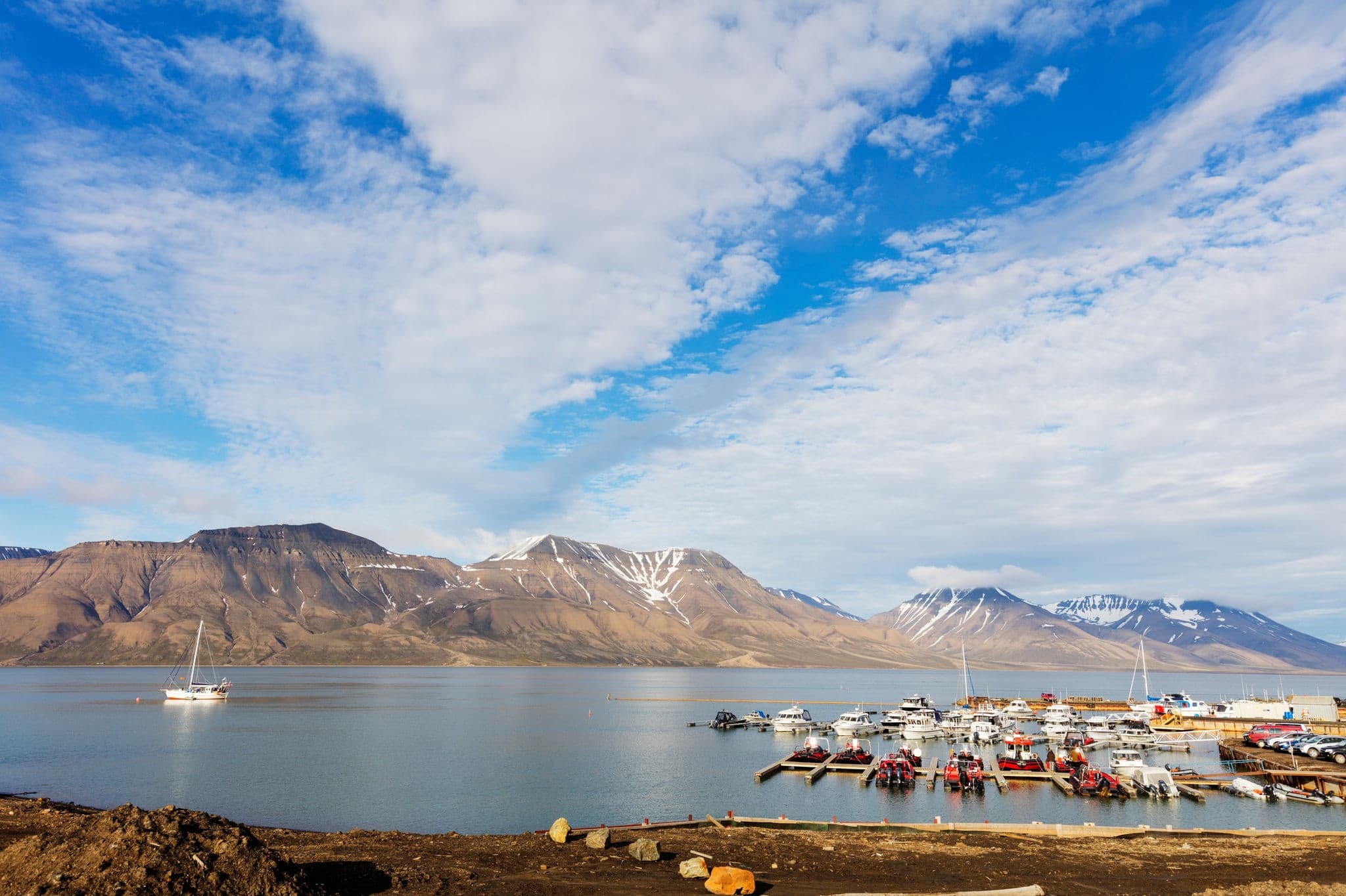 Longyearbyen harbour, spitsbergen, svalbard, arctic, norway, europe
