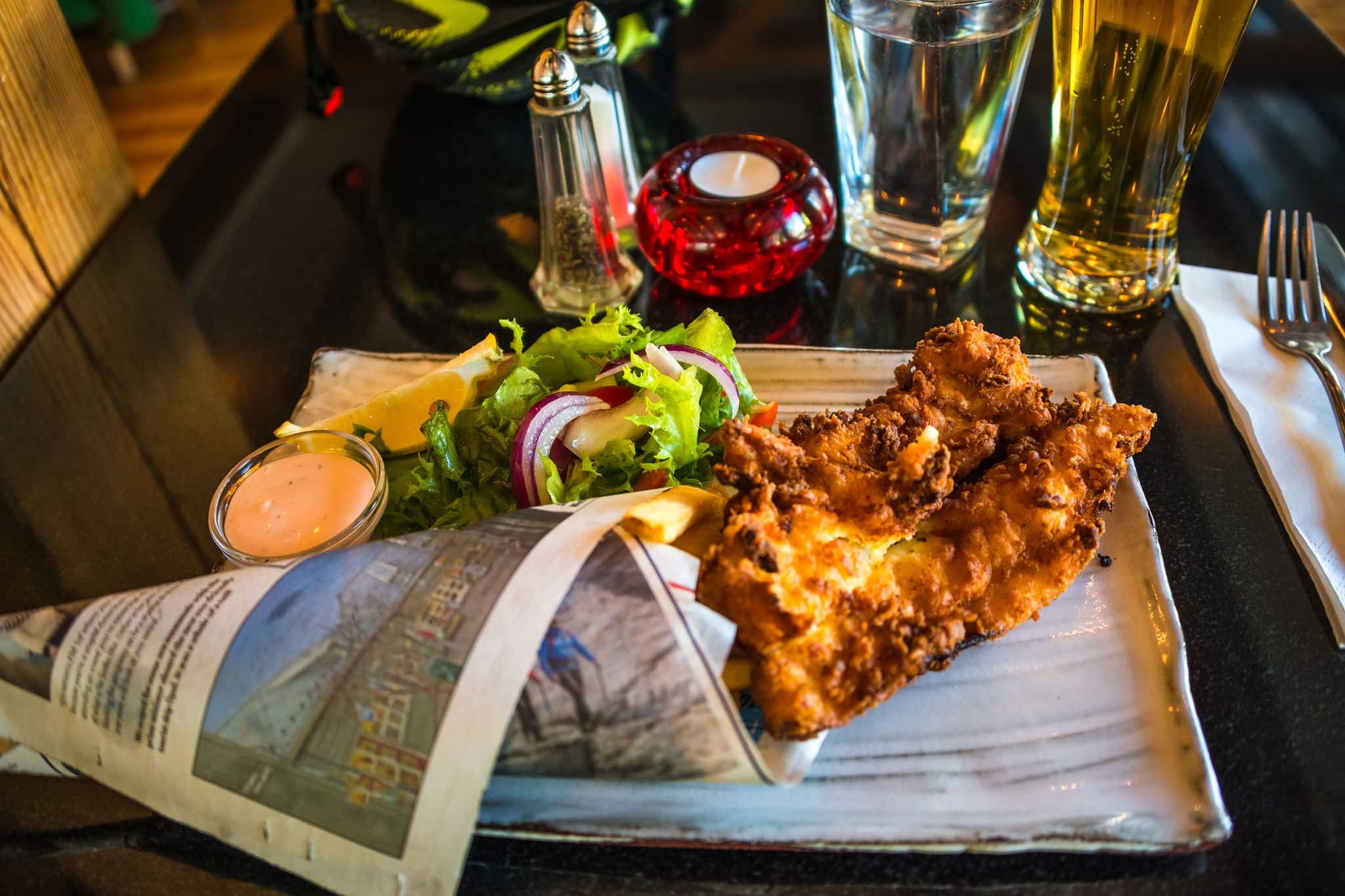 Icelandic Chips and Fish, traditional cuisine on Iceland, in Reykjavik