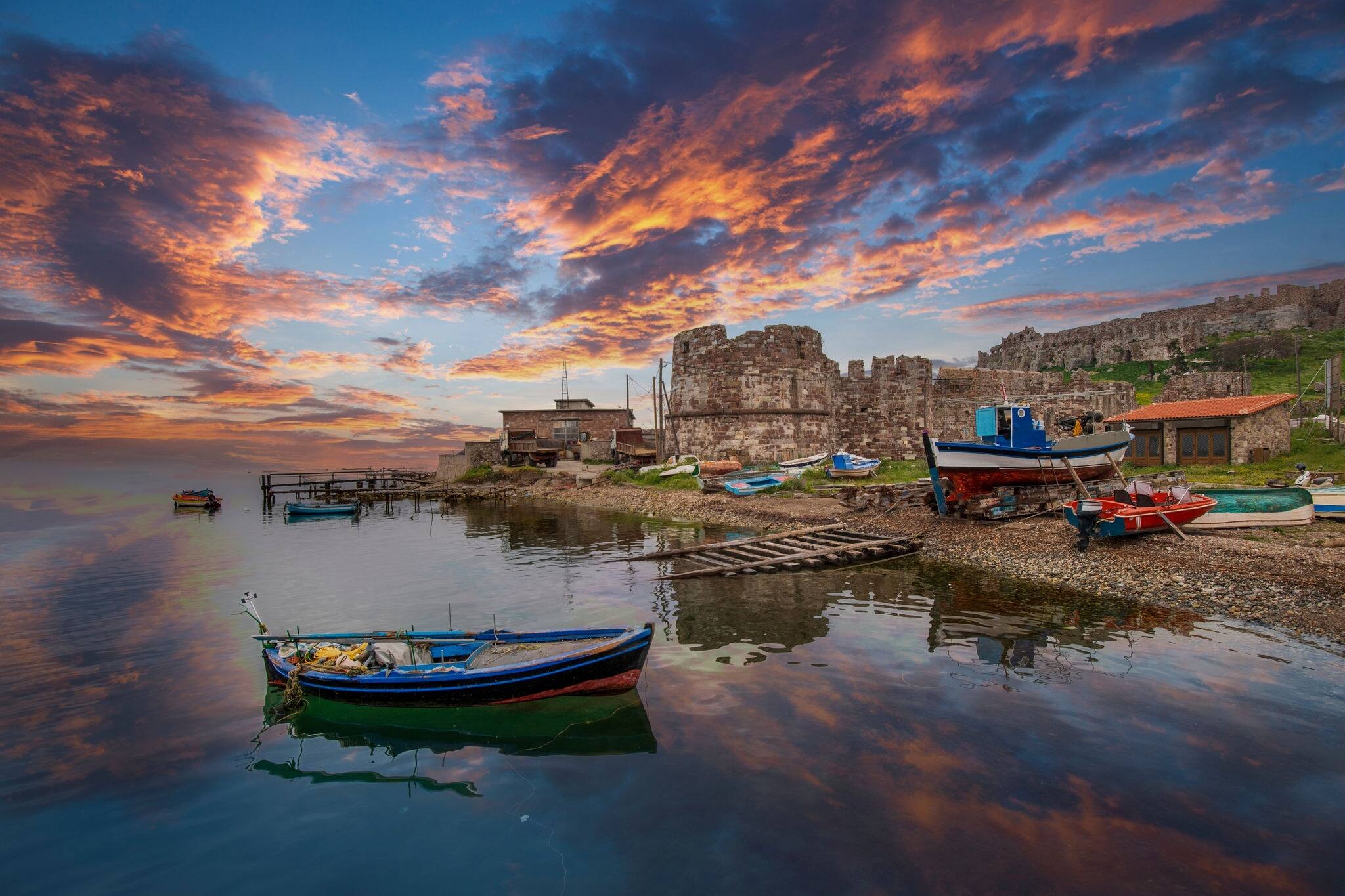 Old Harbor of Mytilini in Lesvos Island