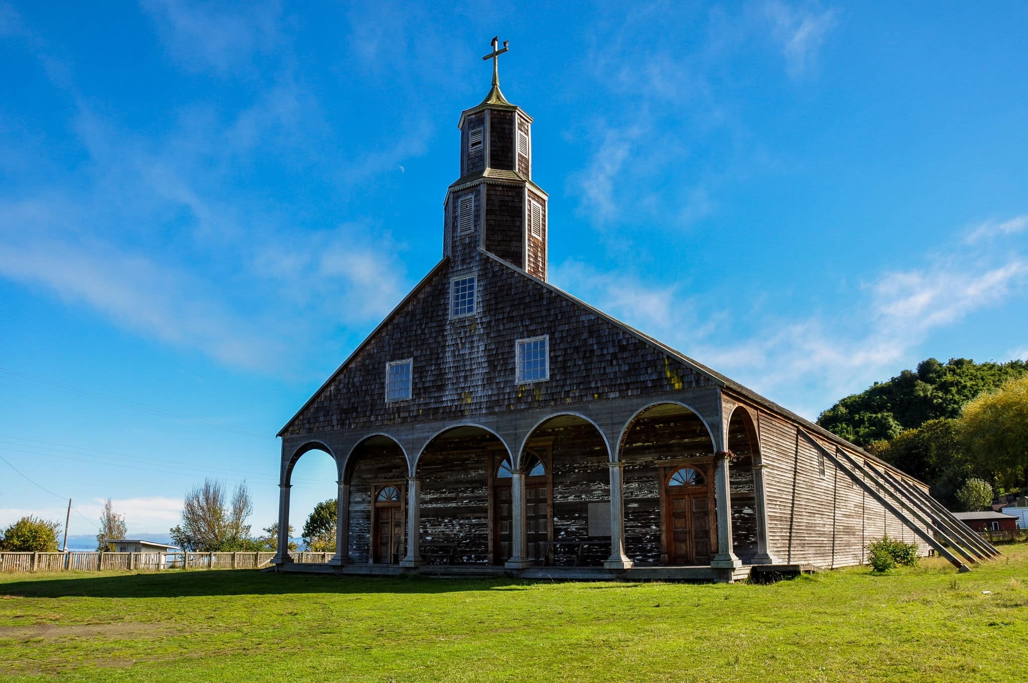 Gorgeous Colored and Wooden Churches, Chiloe Island, Chile.