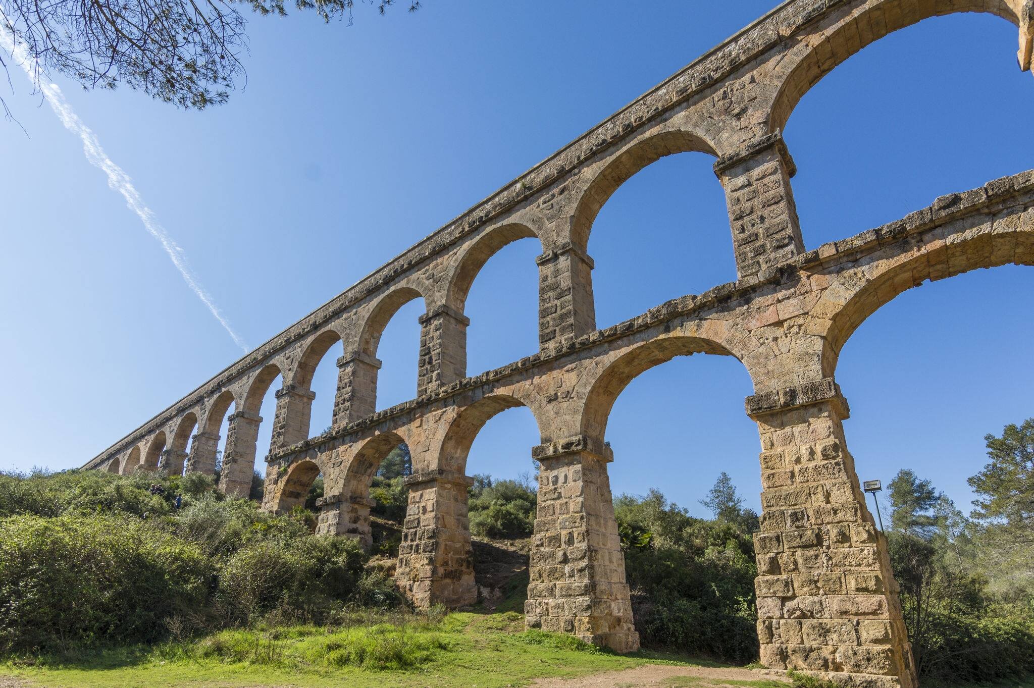 Roman Aqueduct Pont del Diable in Tarragona, Spain.