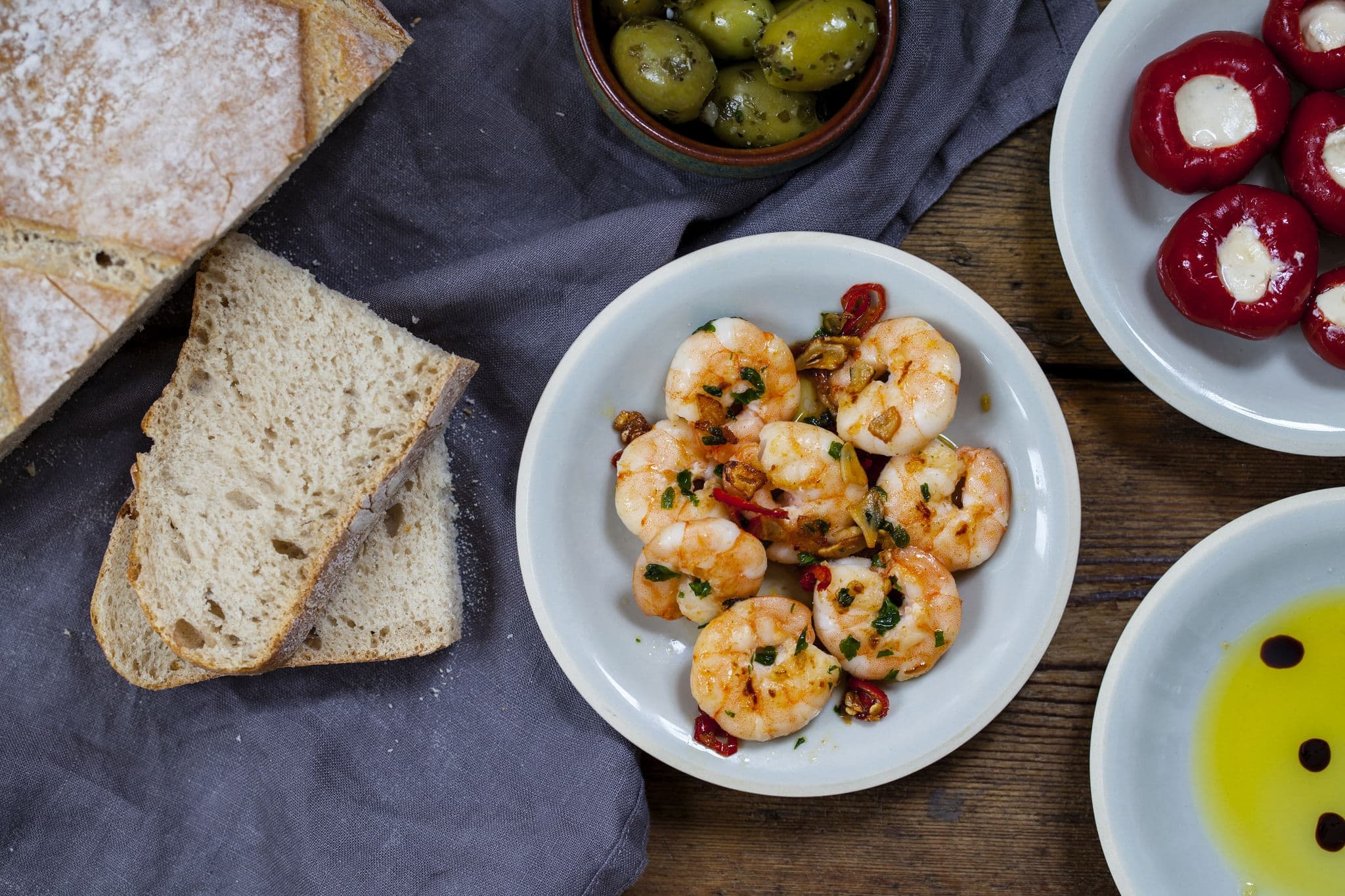 Seafood tapas from above