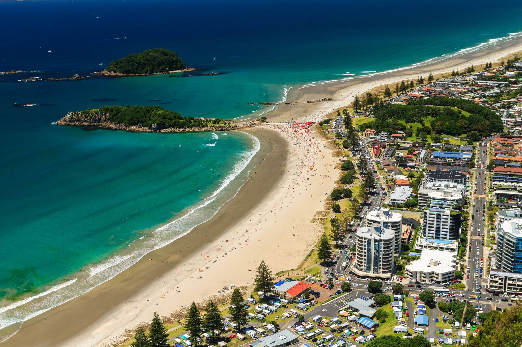 Beach with Blue Sky Landscape, Tauranga City, North Island, New Zealand