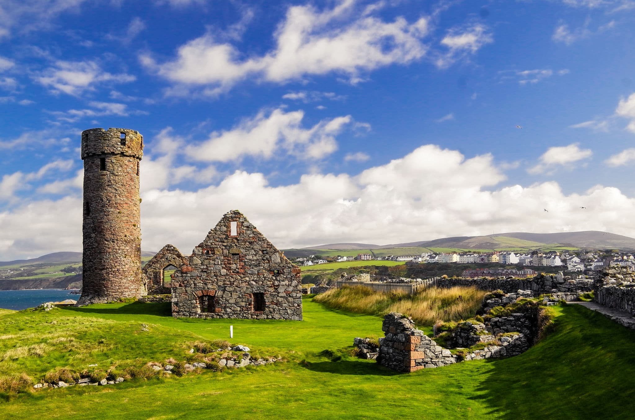 Peel castle constructed by Vikings in Peel city in the Isle of Man