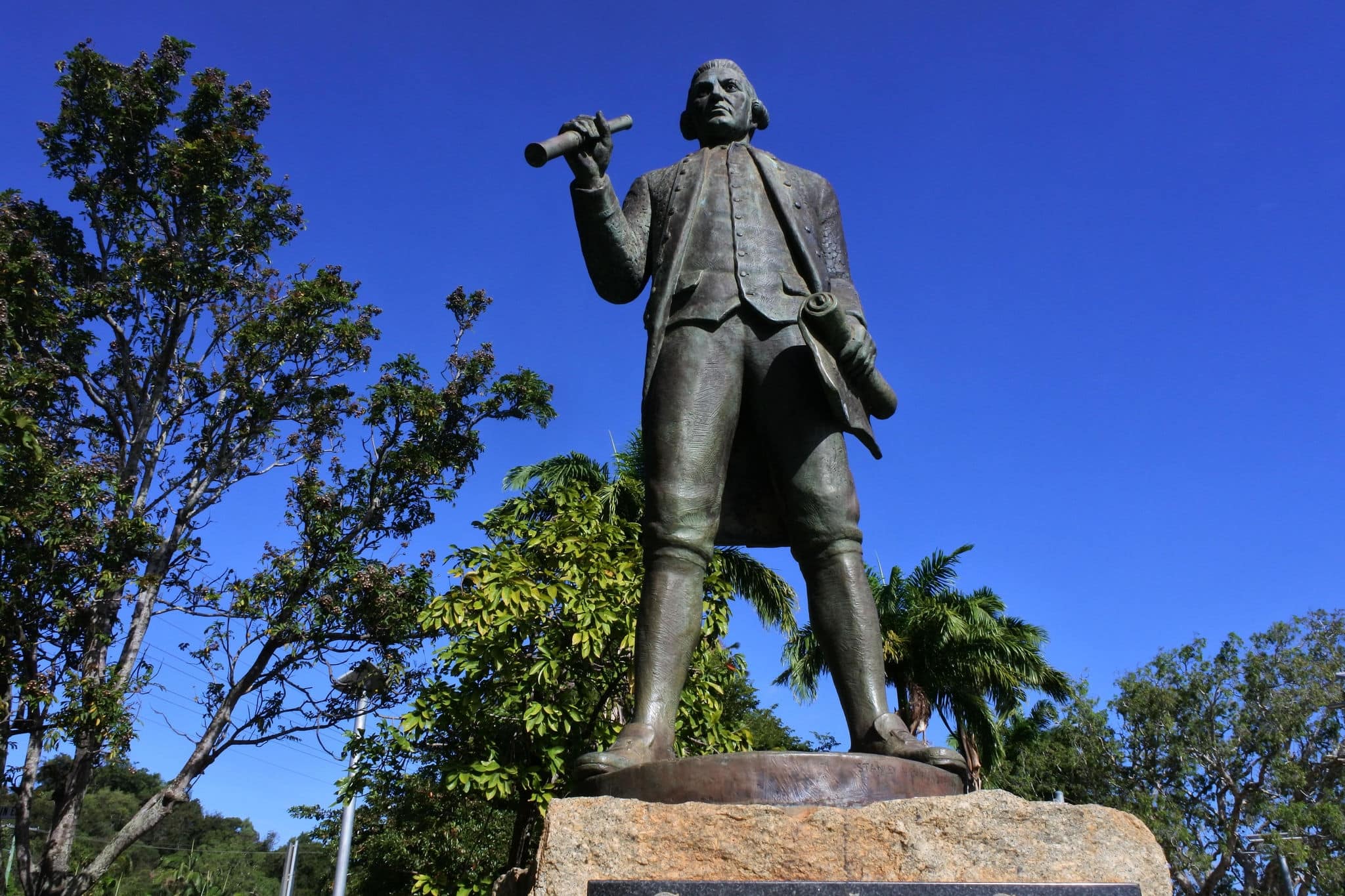 COOKTOWN, QLD - JULY 23 2023:Captain Cook Statue in Cooktown Queensland, Australia the only place in Australia other than Botany Bay where Cook`s party came ashore during the momentous 1770 voyage.
