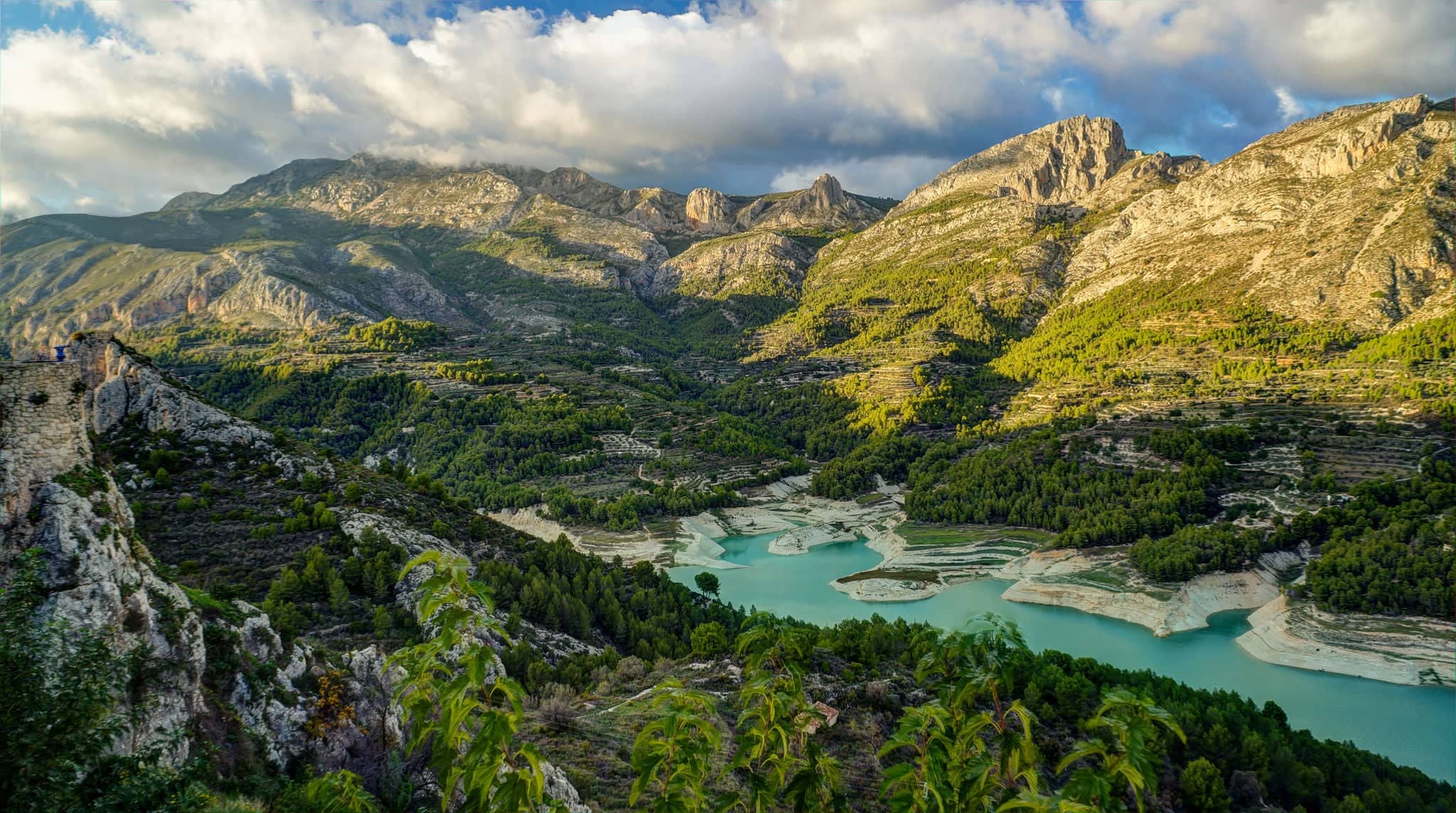 landscape with lake in mountain village Guadalest, Alicante, Spain