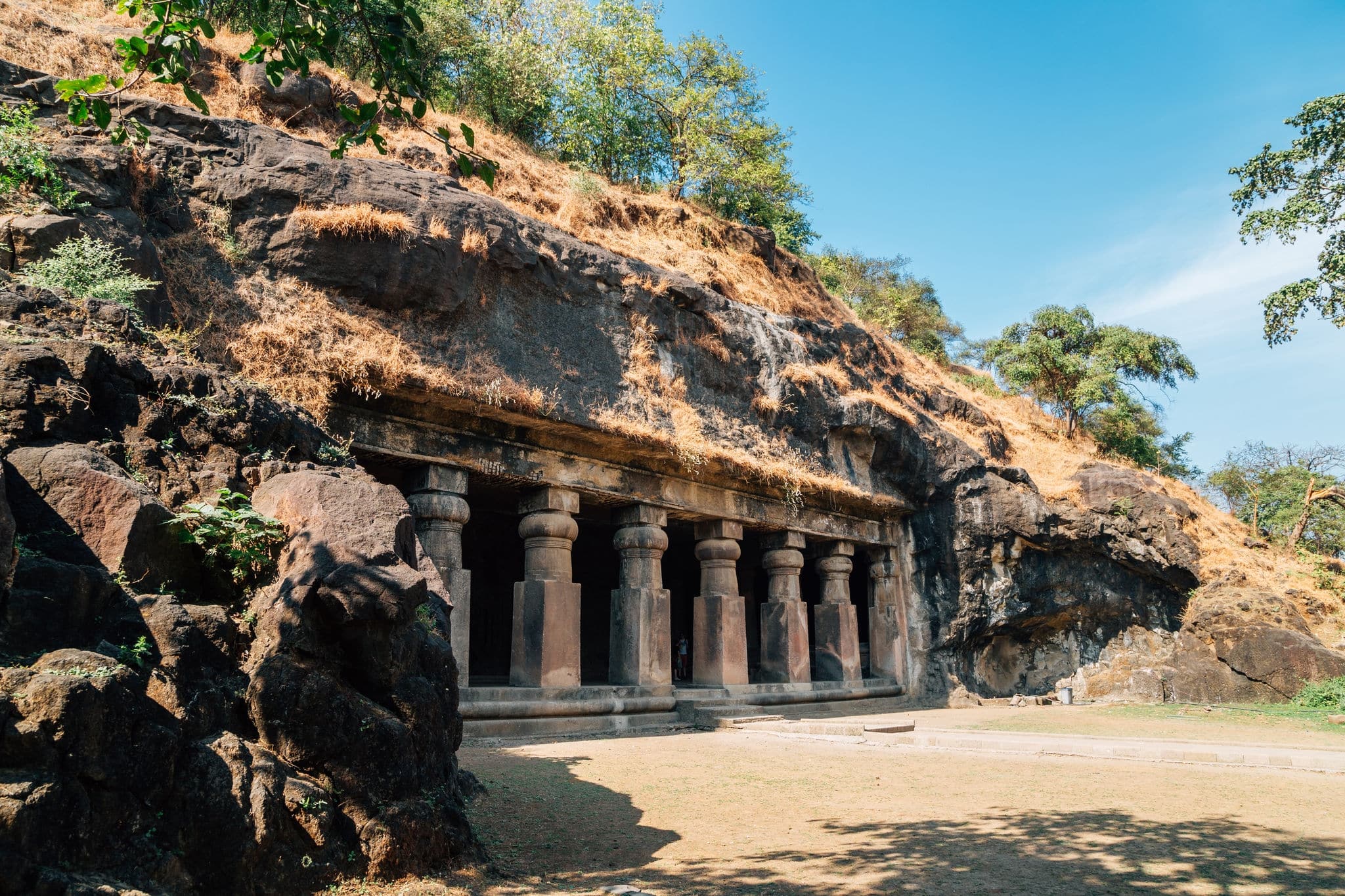 Elephanta Caves historical architecture in Mumbai, India