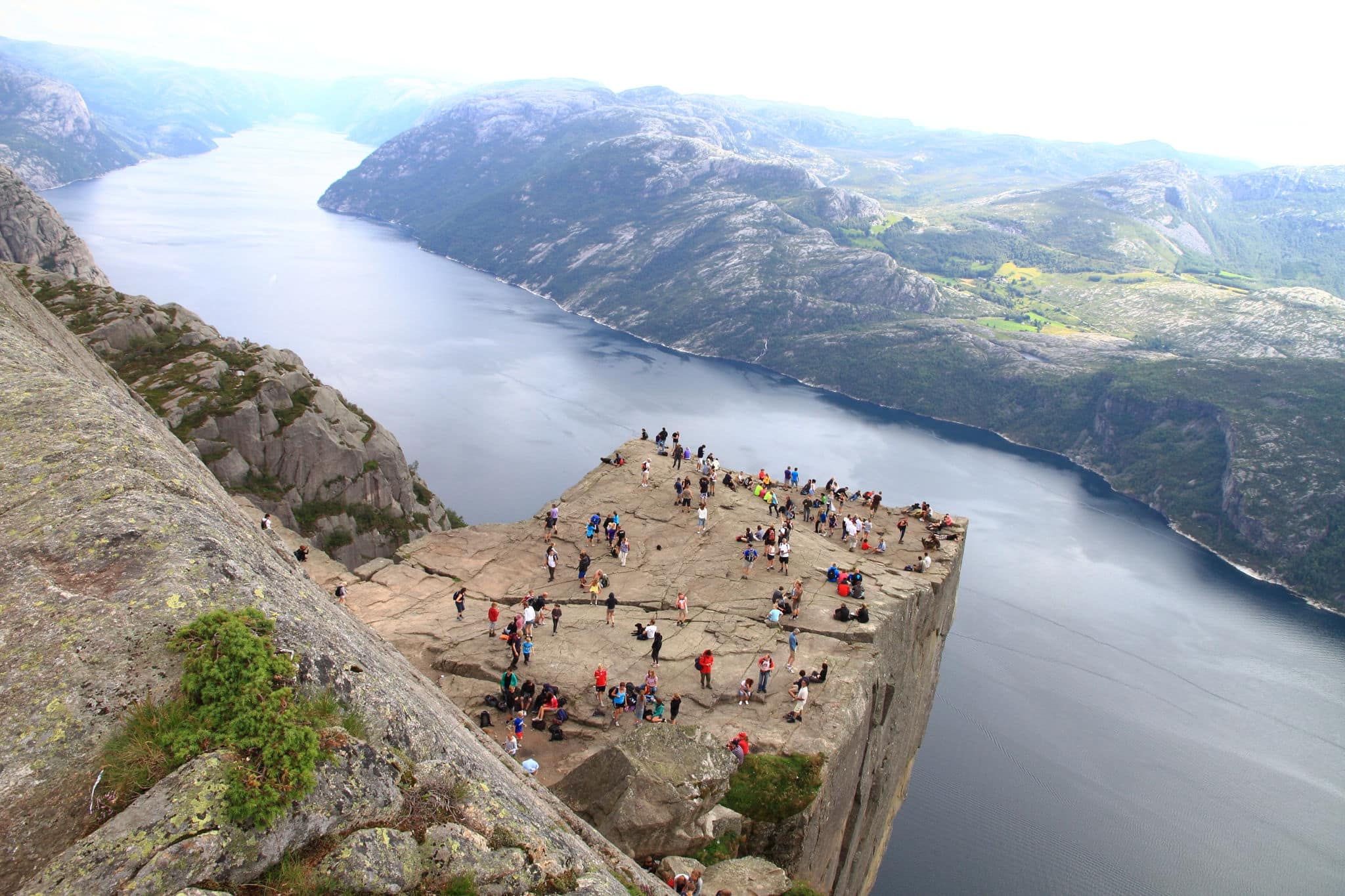Pulpit Rock at Lysefjorden in Norway. A well known tourist attraction towering 604 meters over sea level