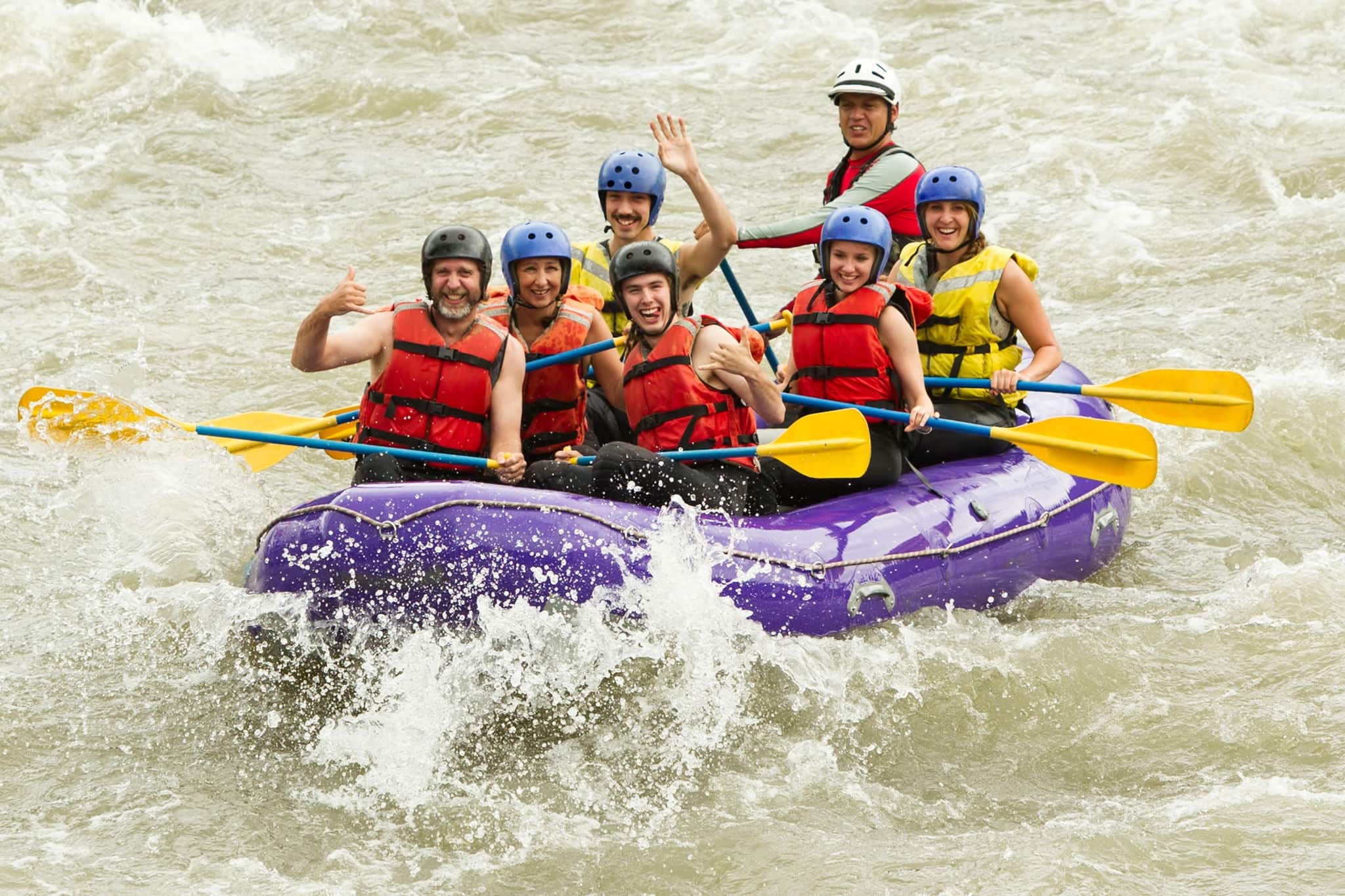 Whitewater Rafting Boat Group Of Seven People