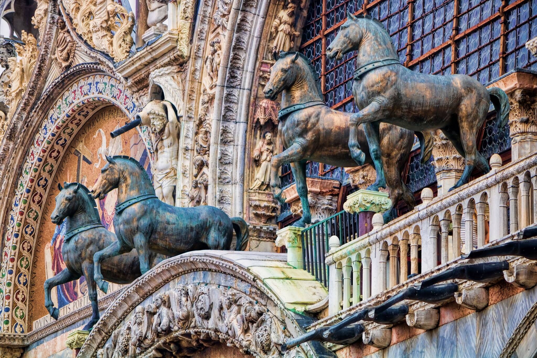 ancient quadriga at the St Mark's dome in Venice, Italy