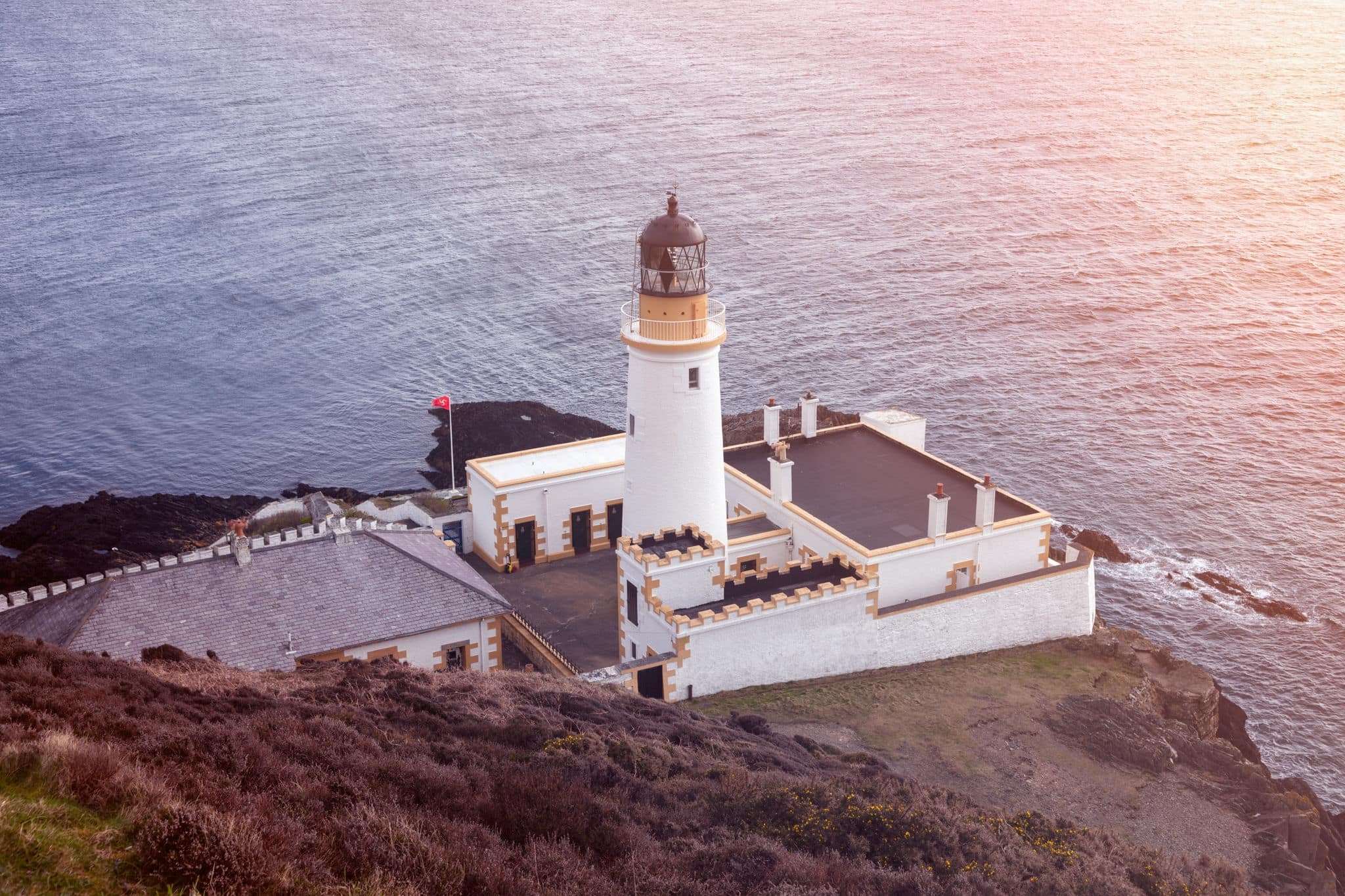 Douglas Head Lighthouse morning time. Douglas, Isle of Man.