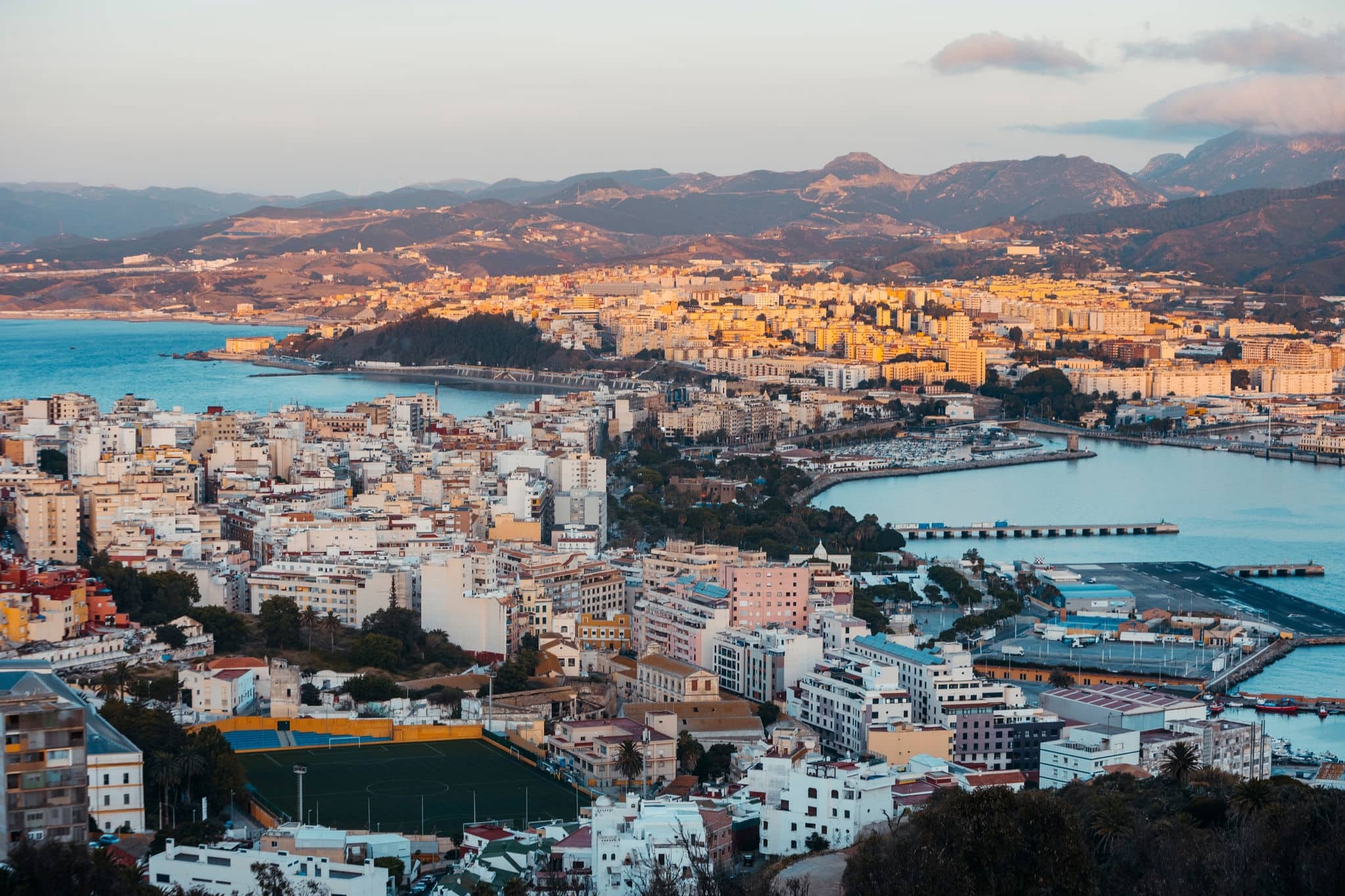 view of the city of ceuta and its two bays