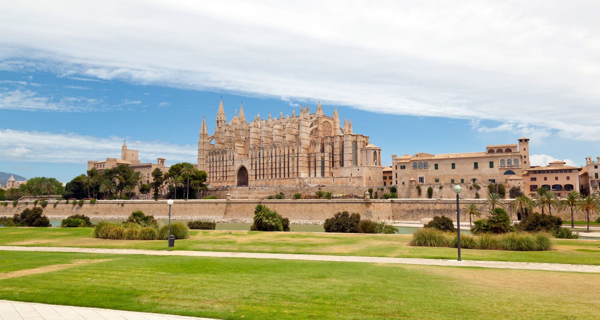 Majorca La seu Cathedral and Almudaina from Palma de Mallorca in Spain