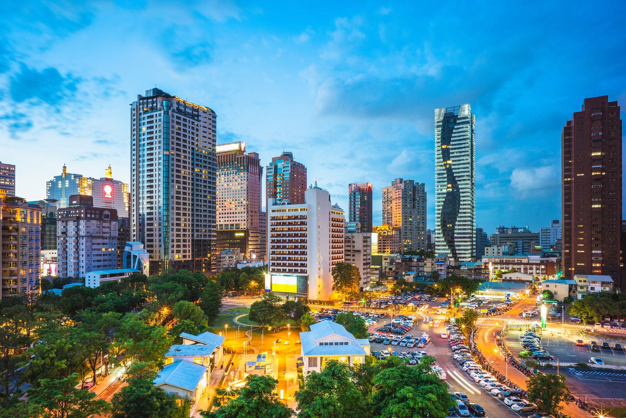skyline of Taichung, Taiwan at night