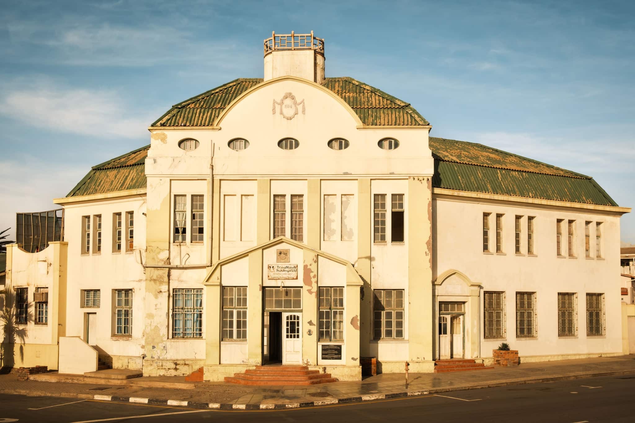 Railway Station, Luderitz, Namibia. Built in 1913-1914, it is a gem of the German colonial style and witness to Namibia's diamond discovery of 1908.