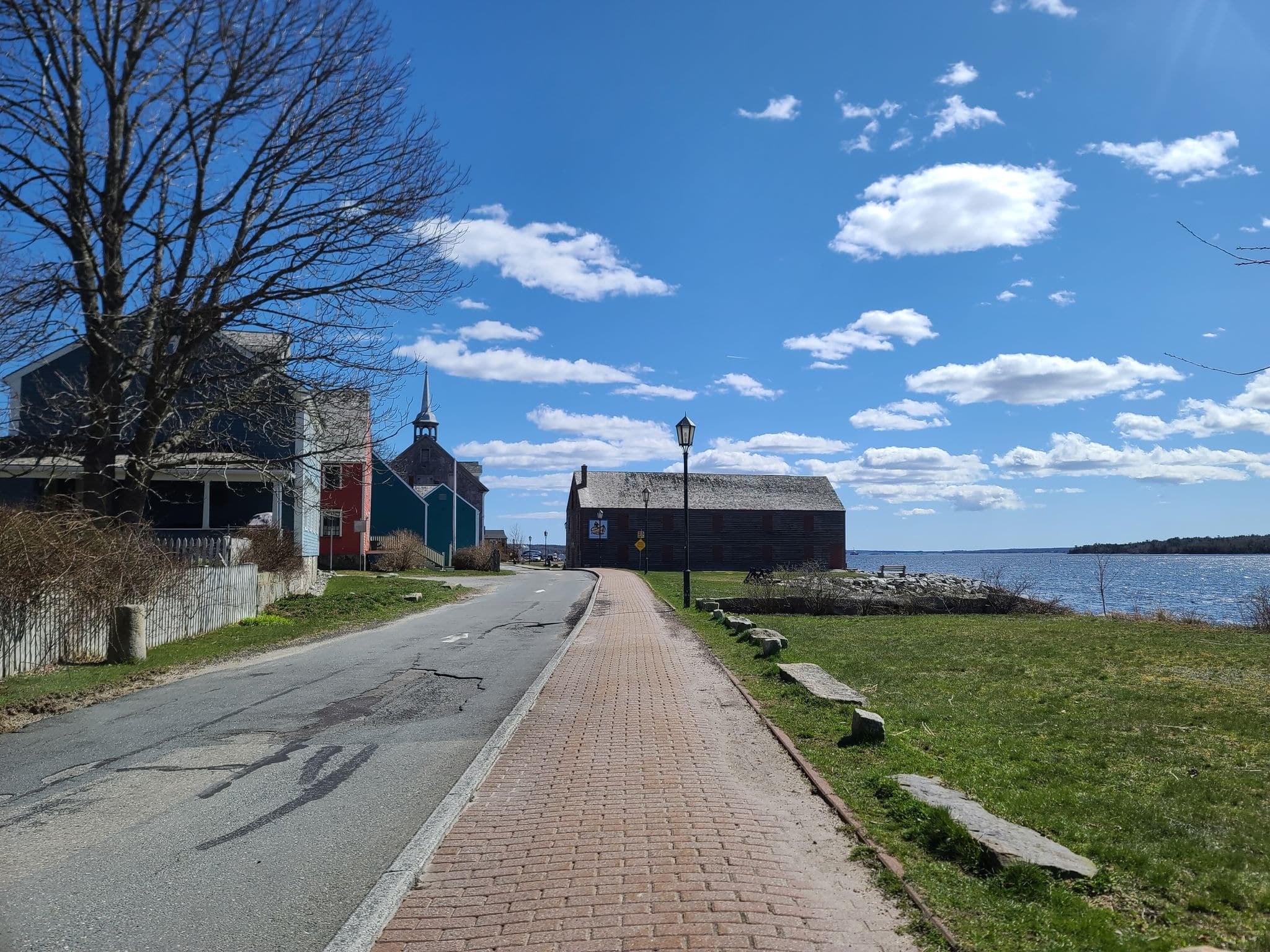 An empty street shot along the waterfront of Shelburne NS.