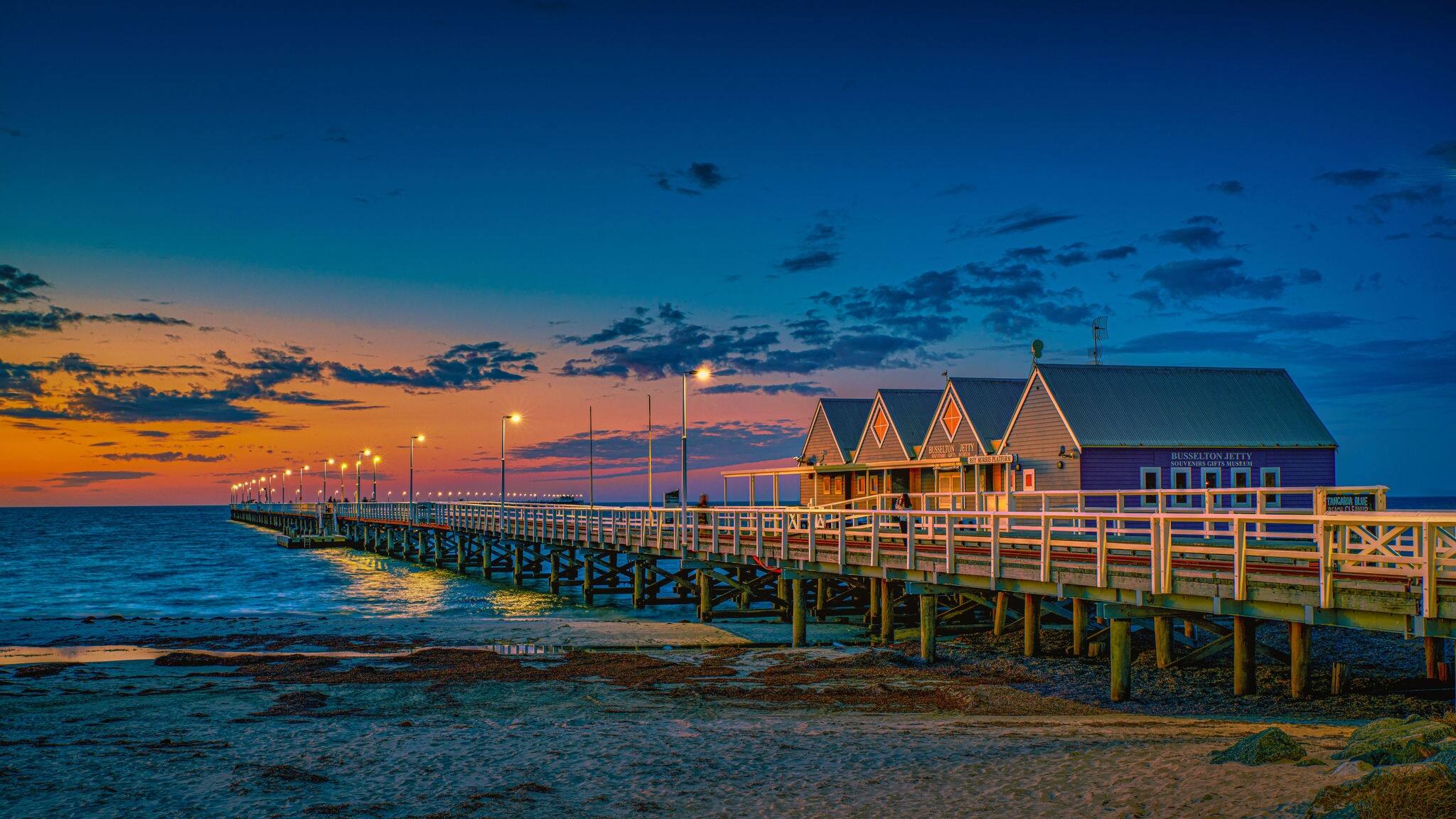 The Busselton Jetty, Busselton, Western Australia, the longest timber jetty in the southern hemisphere